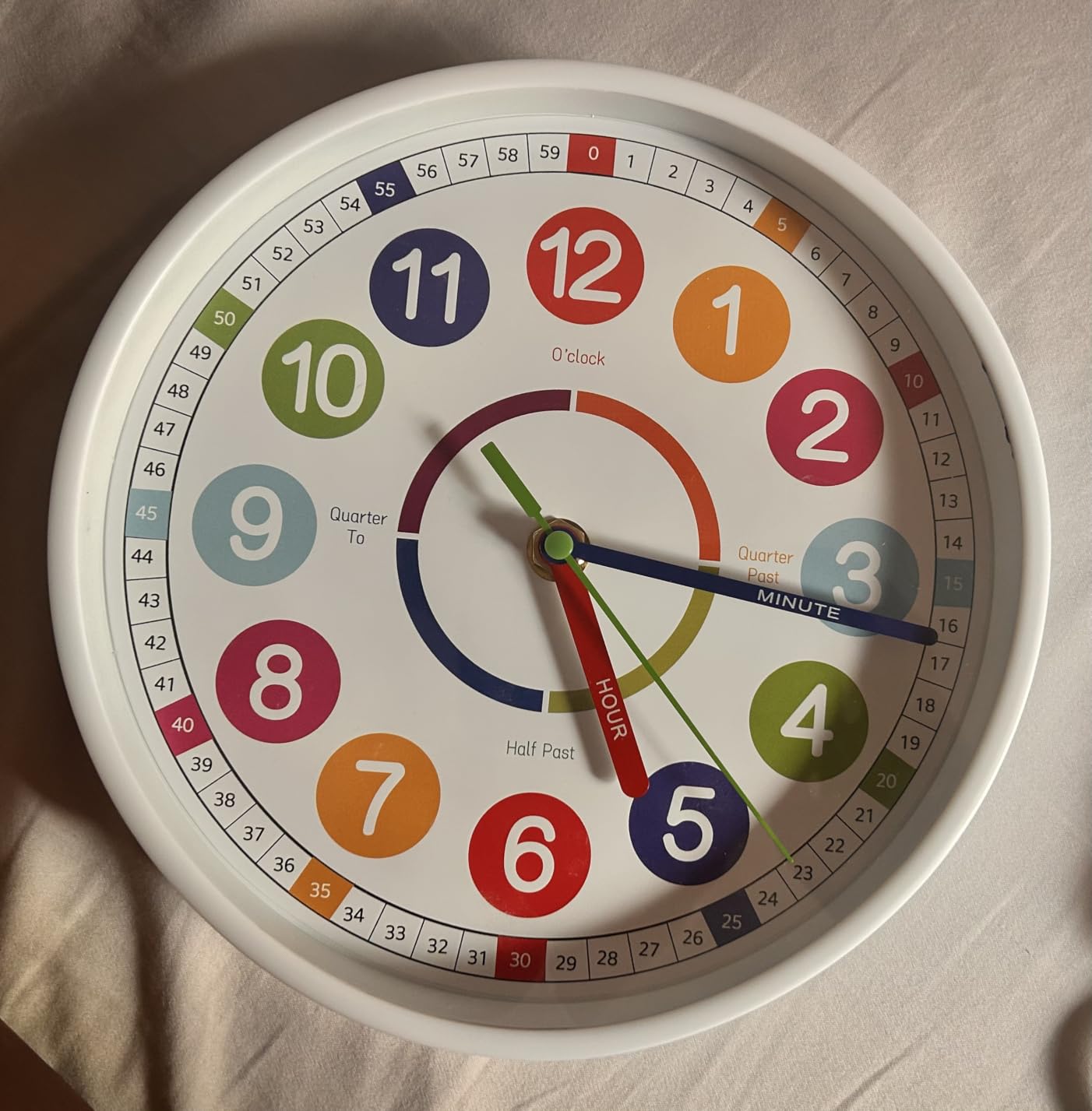 Kids Wall Clock - Non-Ticking, Battery Operated Time Teaching Clock for Kids, Ideal for Children's Bedrooms, Playrooms, and Stylish Home Decor - White, 8 Inch customer photo 1