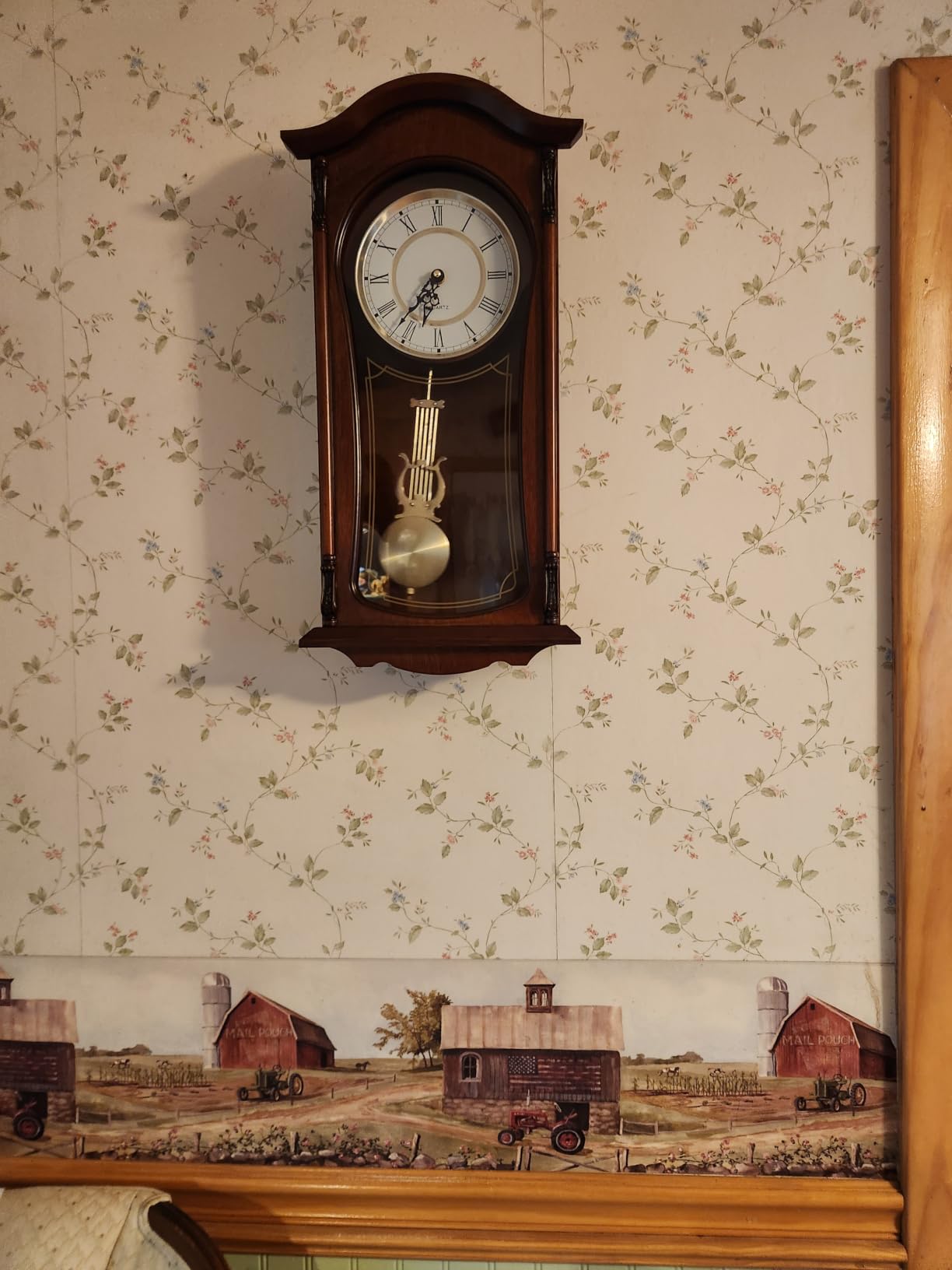 AYRELY 22IN Grandfather Vintage Wall Clock with Pendulum and Chime, Hour/Quarter-Hour Chime, Mahogany Wooden Frame customer photo 2