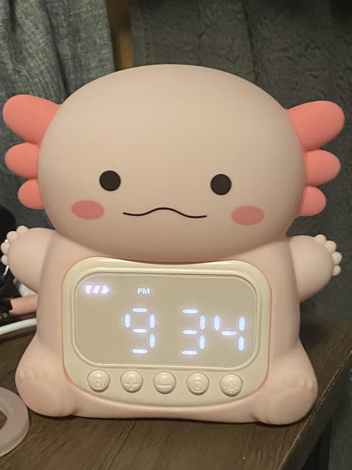 Axolotl Alarm Clock for Kids, Cute Night Light Toddler Alarm Clocks, Pink | Kids Small Digital Clock for Bedroom Bedside, Dual Alarm, Multicolor Night Light, LED Desk Clock Gift for Boys and Girls customer photo 2