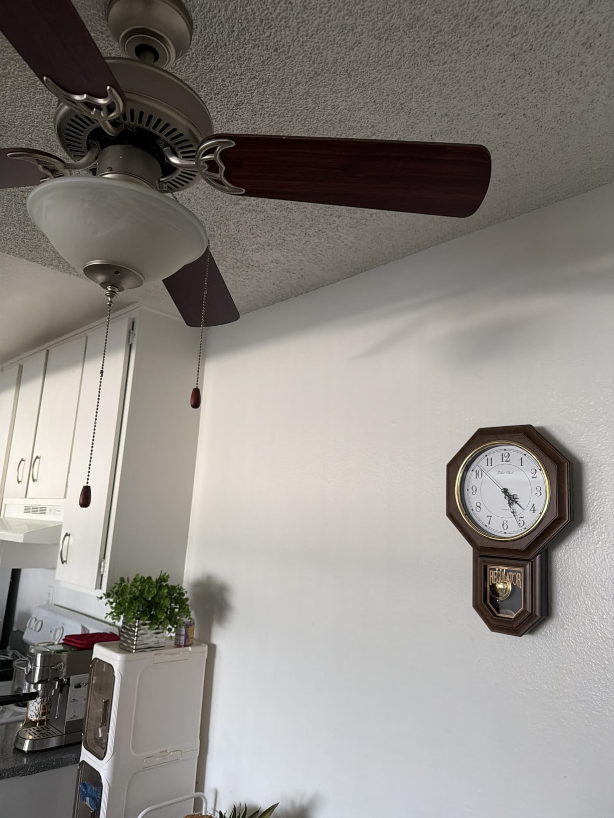 Pendulum Wall Clock Battery Operated, Imitation Wood Plastic Regulator Clock with Pendulum, Vintage Decorative Wall Clocks for Living Room, Farmhouse, Office, Bedroom, Kitchen, Wall Decor customer photo 1