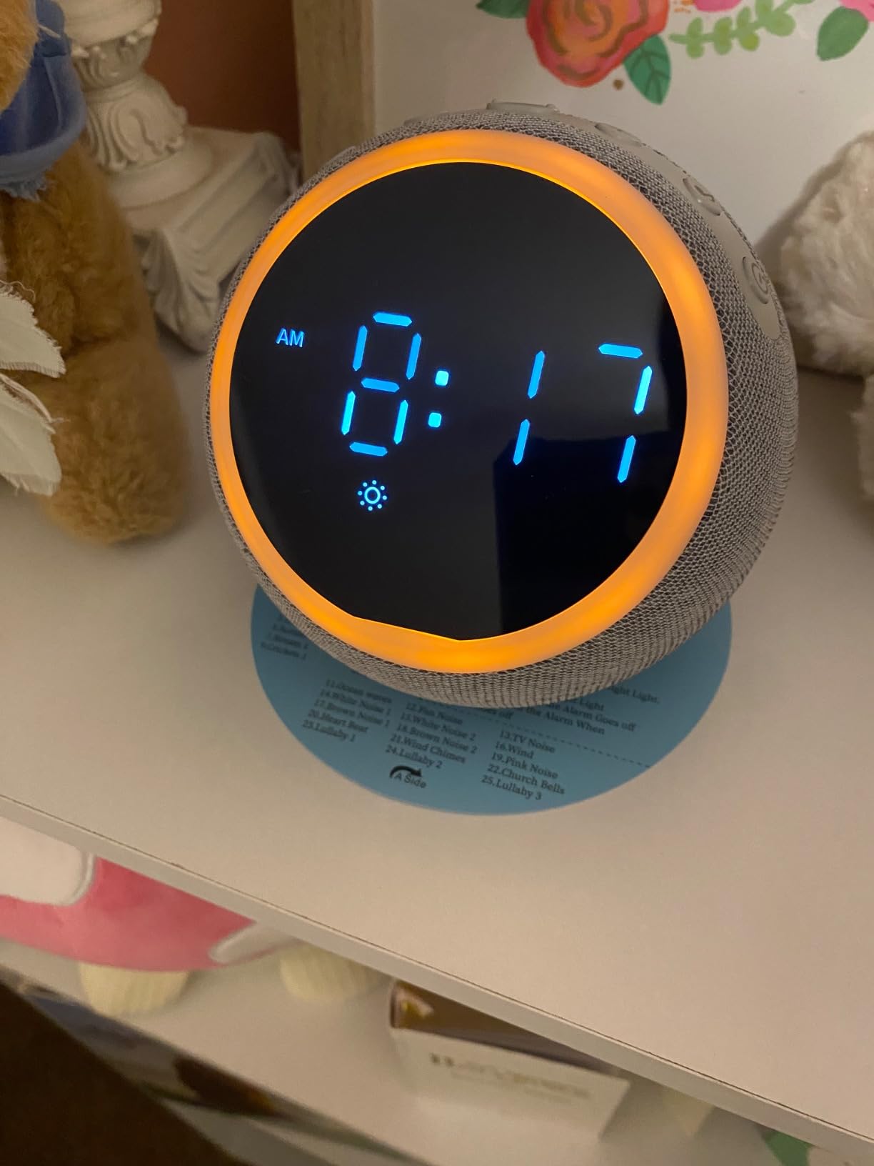 Sound Machine Alarm Clock for Sleep: Digital Alarm Clocks for Bedrooms, 25 Soothing Sounds, 7 Gentle Wake-up Sounds, 16 Adjustable Volume & Timer, Memory Function (Gray) customer photo 2