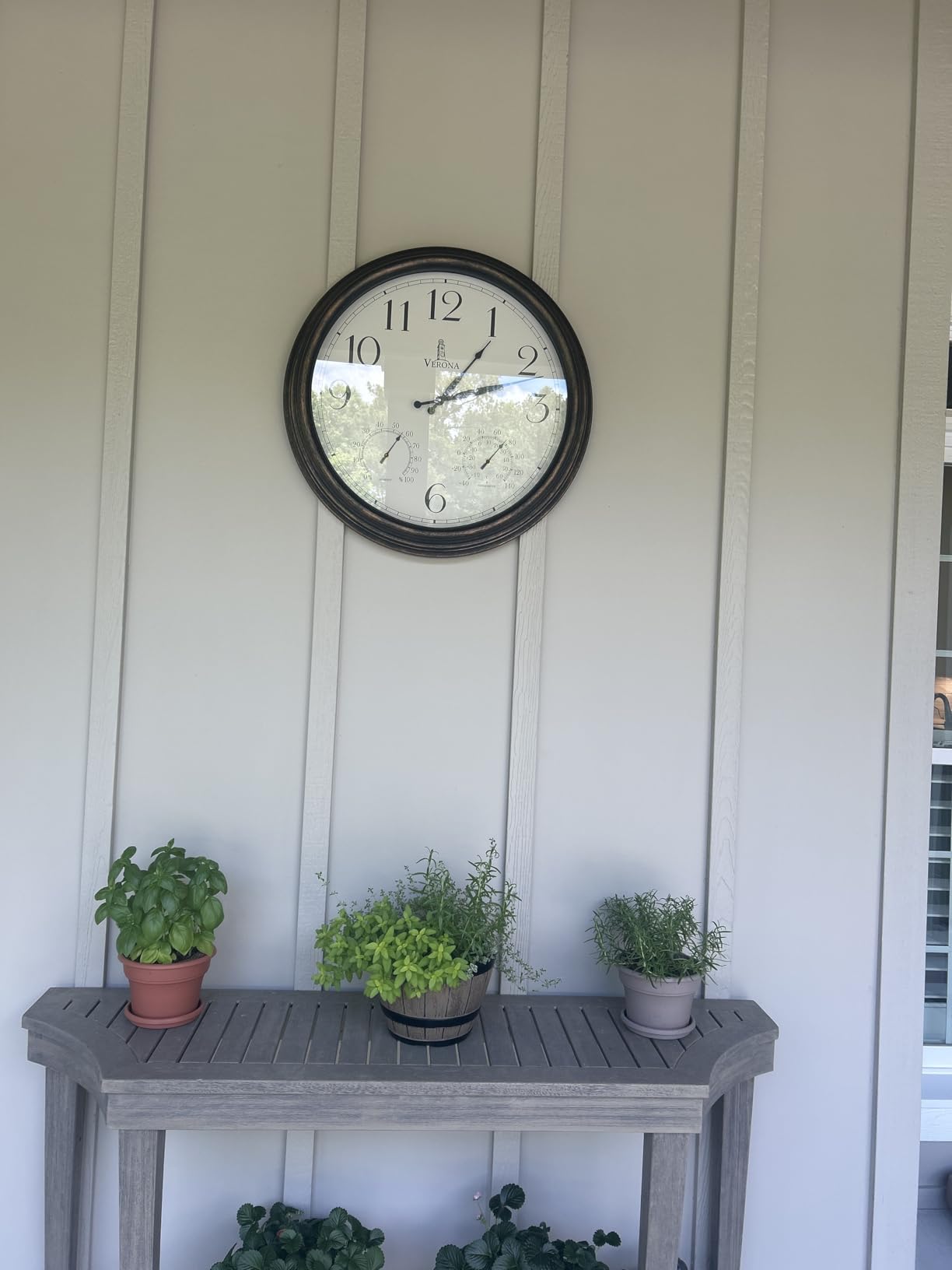 Outdoor Clocks for Patio Waterproof with Thermometer Combo, 14 Inch, Weatherproof Bronze Indoor Outdoor Wall Clock, Temperature and Humidity, Accurate, Easy to Read for Pool, Garden, Home Decor customer photo 1
