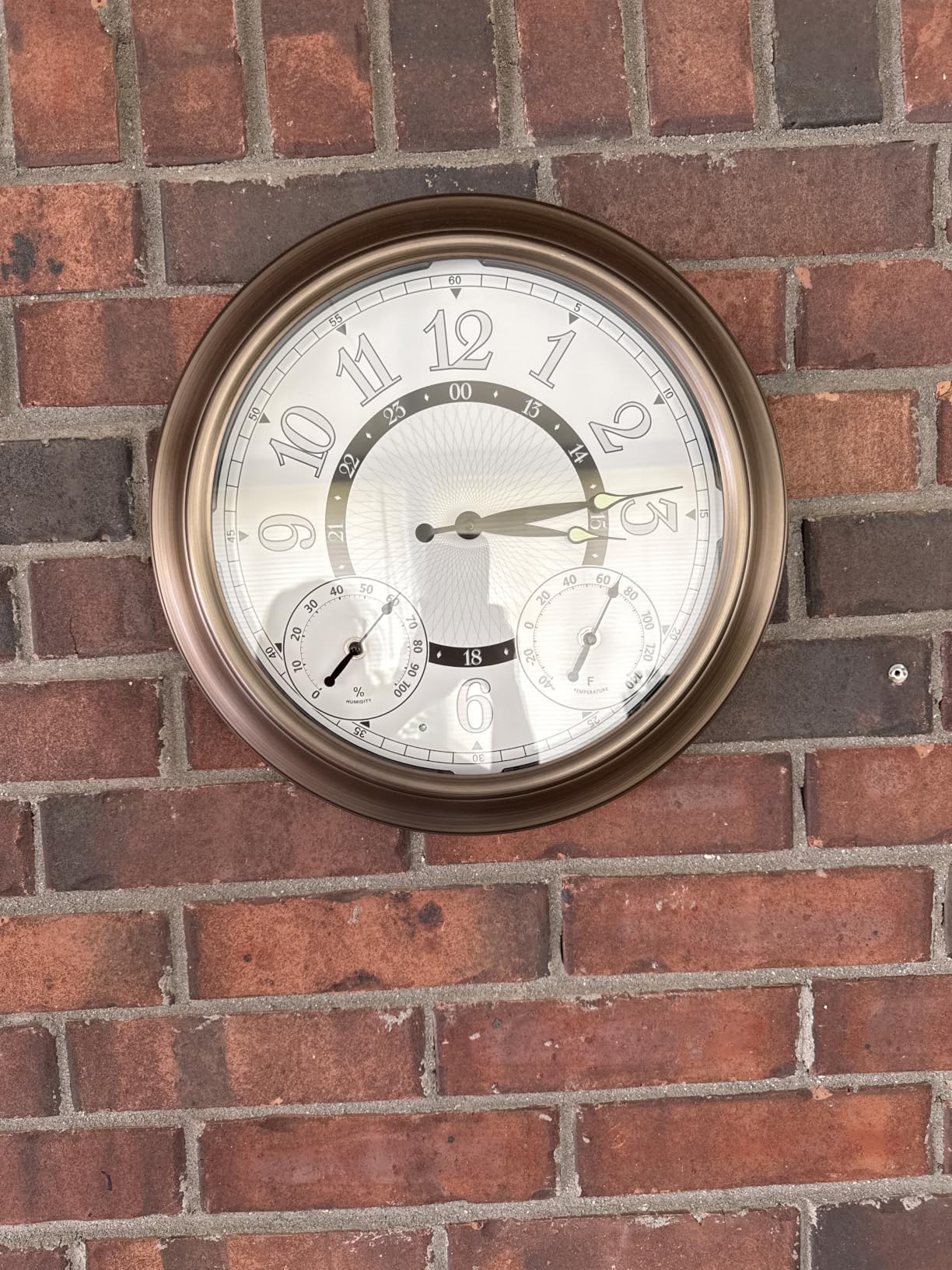 Pytha Sight 15 Inch Metal Illuminated Outdoor Clocks for Patio Waterproof | 15 Inch Large Outdoor Wall Clock Waterproof with Auto Light Smart Sensor, Thermometer & Hygrometer for Patio, Pool, Garden, Porch customer photo 1