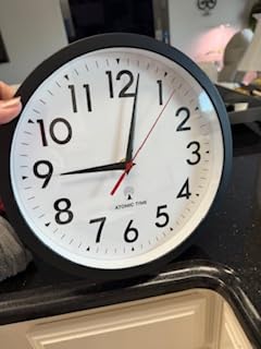 DAXSMY 14 Inch Atomic Wall Clock, Battery Operated Silent Non Ticking | Black analog clock; large easy-read dial for outdoor, classroom, living room, bedroom & bathroom; 1 AA battery (not included) customer photo 2