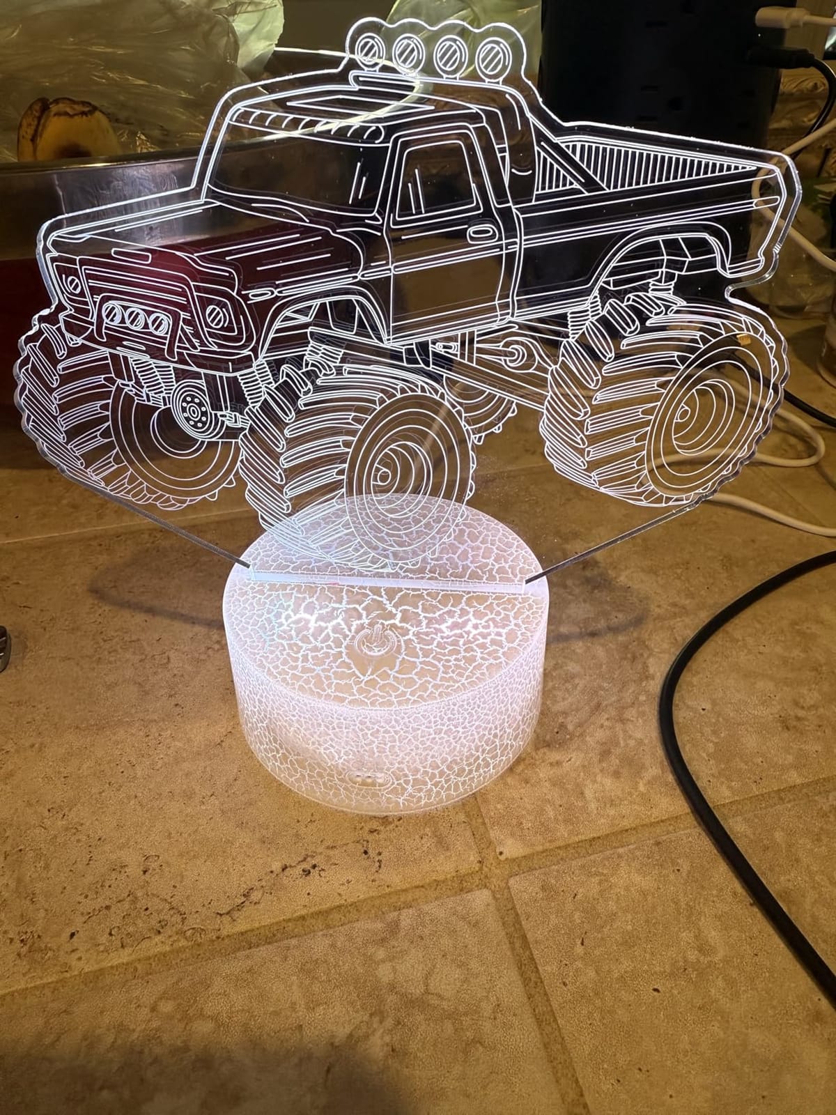 Monster Truck Night Light, Monster Truck Gifts, 3D Illusion Lamp with 16 Colors Changing, Remote Control with Timer, Dimmer, Kids Room Decoration for Holiday Birthday Christmas customer photo 2