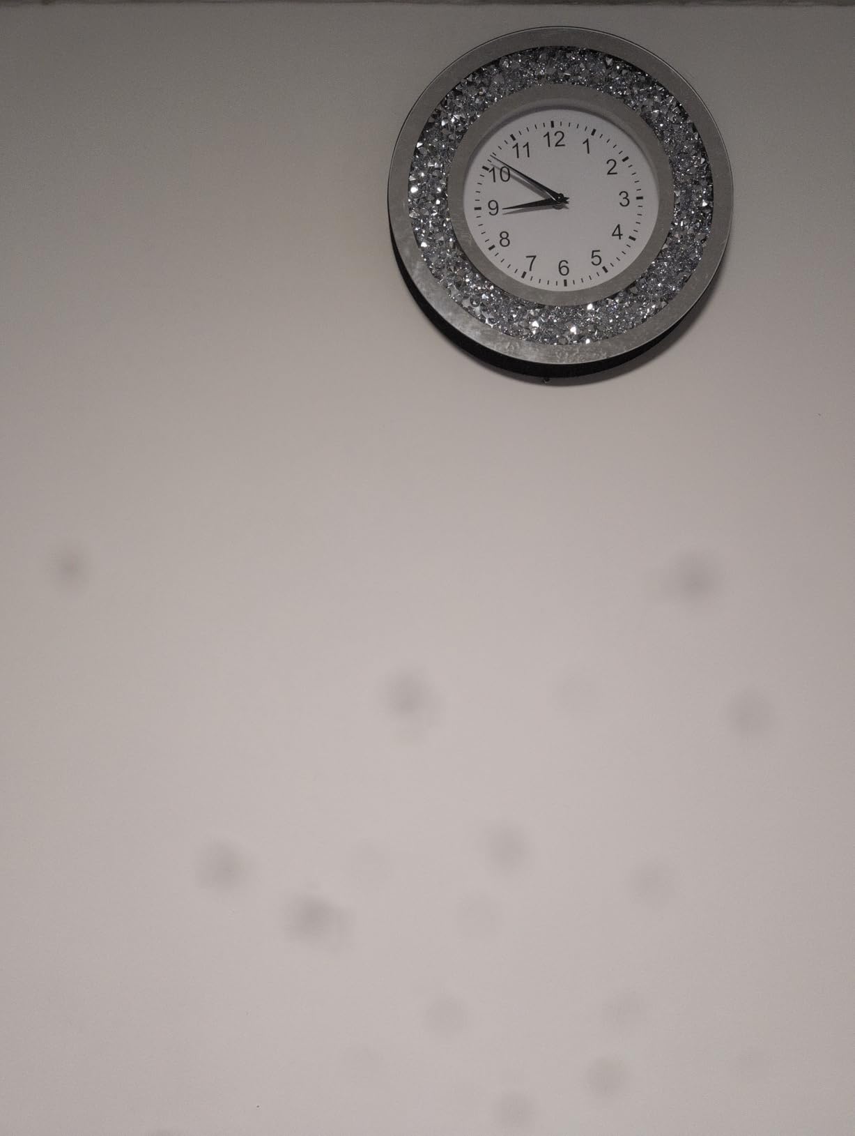 Diamond Mirrored Round Large Wall Clock, Silver Crystal Sparkle Twinkle Bling Diamond Glass Wall Clock Decorative (Octagon) customer photo 2