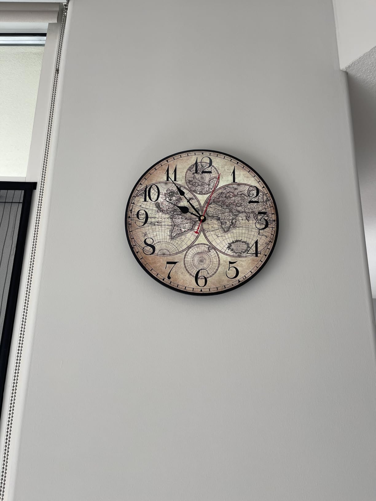 14in Vintage Wooden World Map Wall Clock Silent Rustic Large Kitchen Decor | Retro Vintage Rustic Non Ticking Battery Operated Decorative Clock for Farmhouse Hotel Office customer photo 1