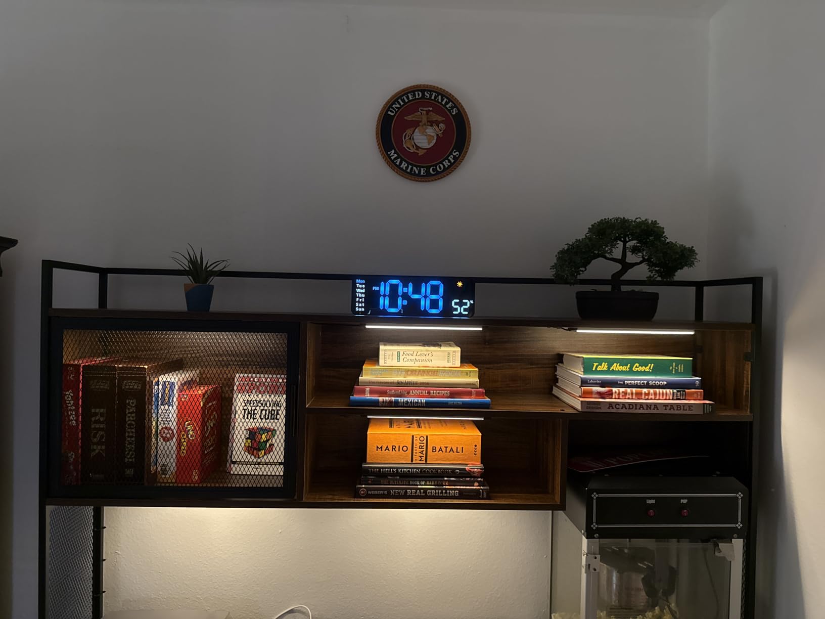 Digital Wall Clock, Digital Clock Large Display with Remote Control, Corded LED Alarm Clocks with Date, Week, Temp, Humidity, Auto DST, Countdown, for Living Room Bedroom Classroom Office (Blue) customer photo 1