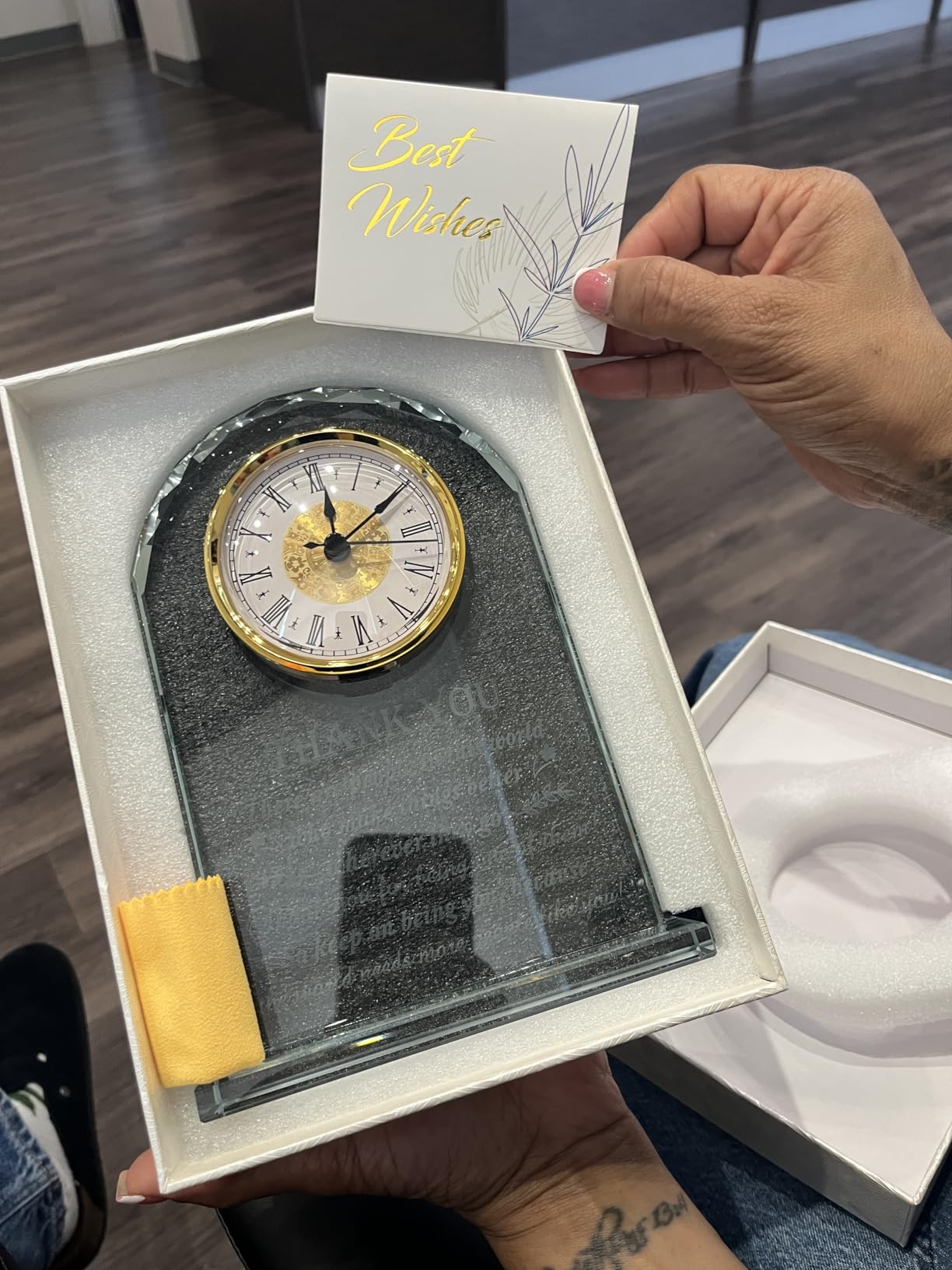 Thank You Gifts for Men & Women, Crystal Clock Appreciation Plaque | Thank You Gifts for Coworker Colleagues Doctor Boss Teacher Leader, Gratitude Home Office Desk Sign Decor customer photo 1