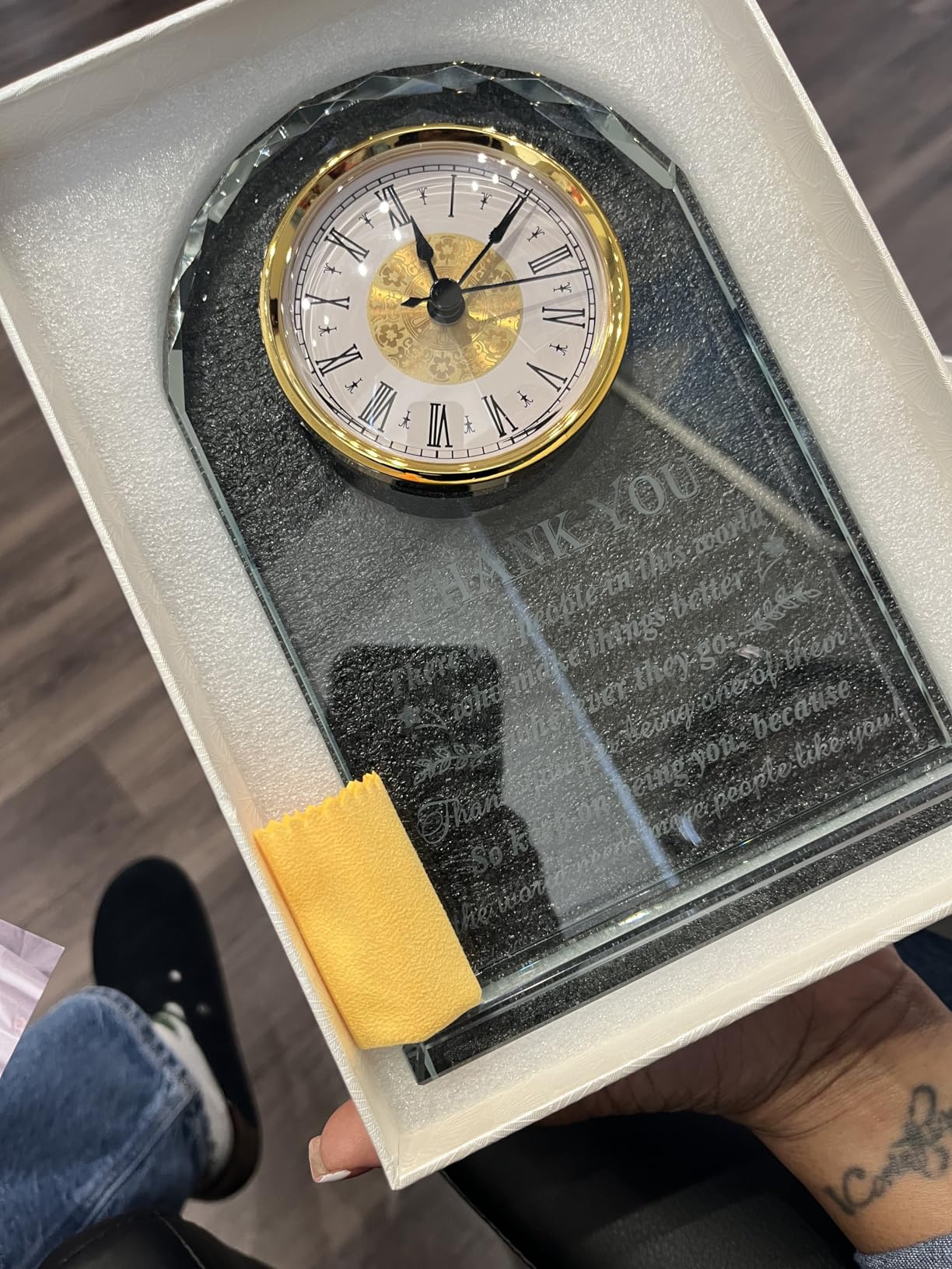 Thank You Gifts for Men & Women, Crystal Clock Appreciation Plaque | Thank You Gifts for Coworker Colleagues Doctor Boss Teacher Leader, Gratitude Home Office Desk Sign Decor customer photo 2