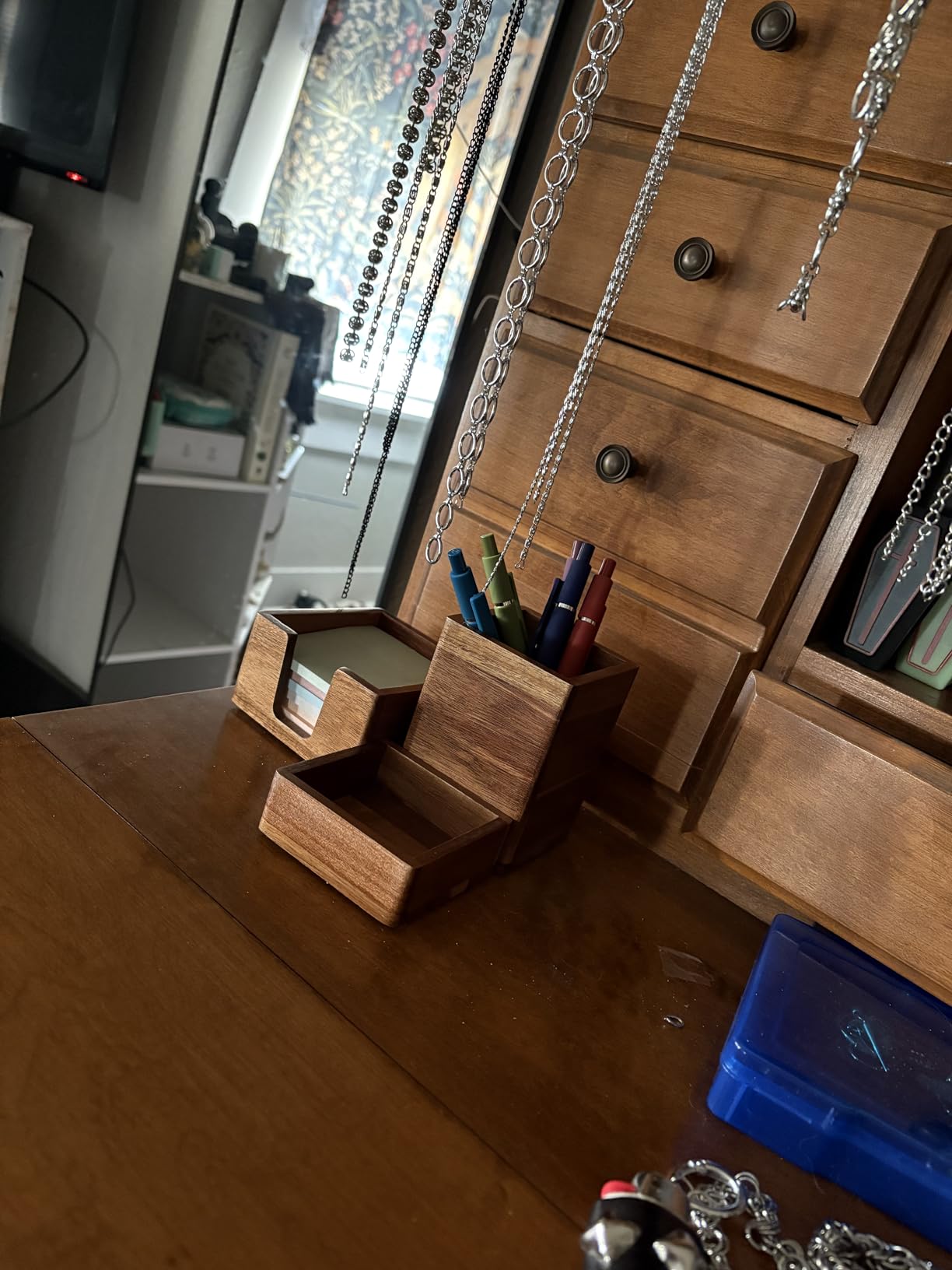 Acacia Wood Desk Organizer Set with Sticky Note Holder, Pencil Pen Cup & Paper Clip Storage, Office Desk Accessories for Marker Craft (Set of 3) customer photo 1
