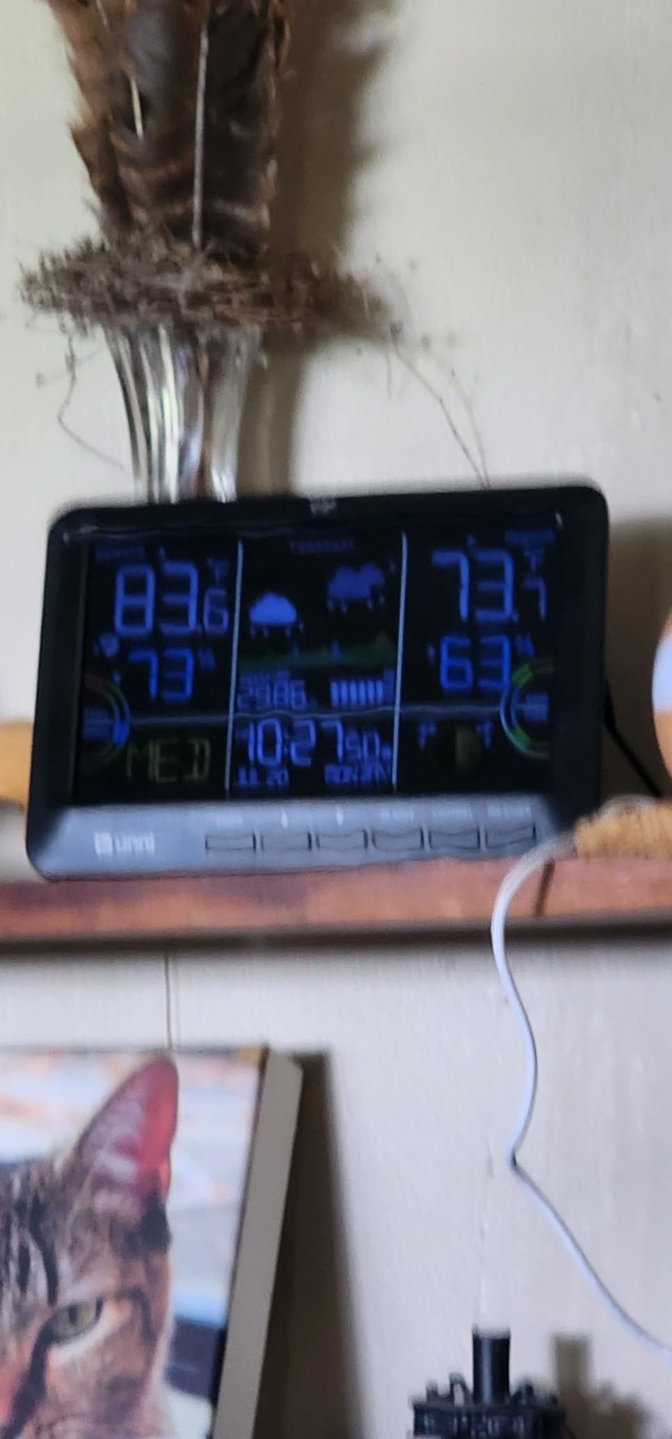 Weather Station Indoor Outdoor Thermometer Wireless Atomic Clock Black | Home Atomic Clock Large Constant Display, Inside Outside Temperature Humidity Monitor, Dew Heat Point, Barometer customer photo 1