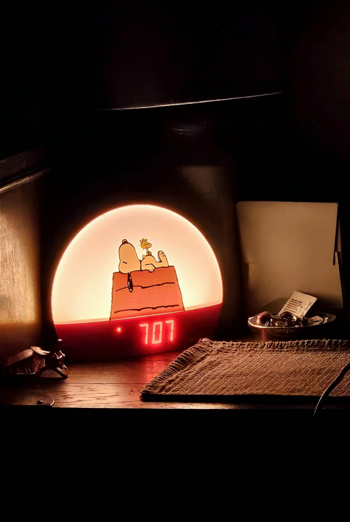 Peanuts Snoopy Sunrise Alarm Clock - Vibrant Snoopy Edition with Multicolor Lights, USB Charging, LED Display, Gentle Wake-Up Simulation, and Handy Snooze Function, Yellow customer photo 1