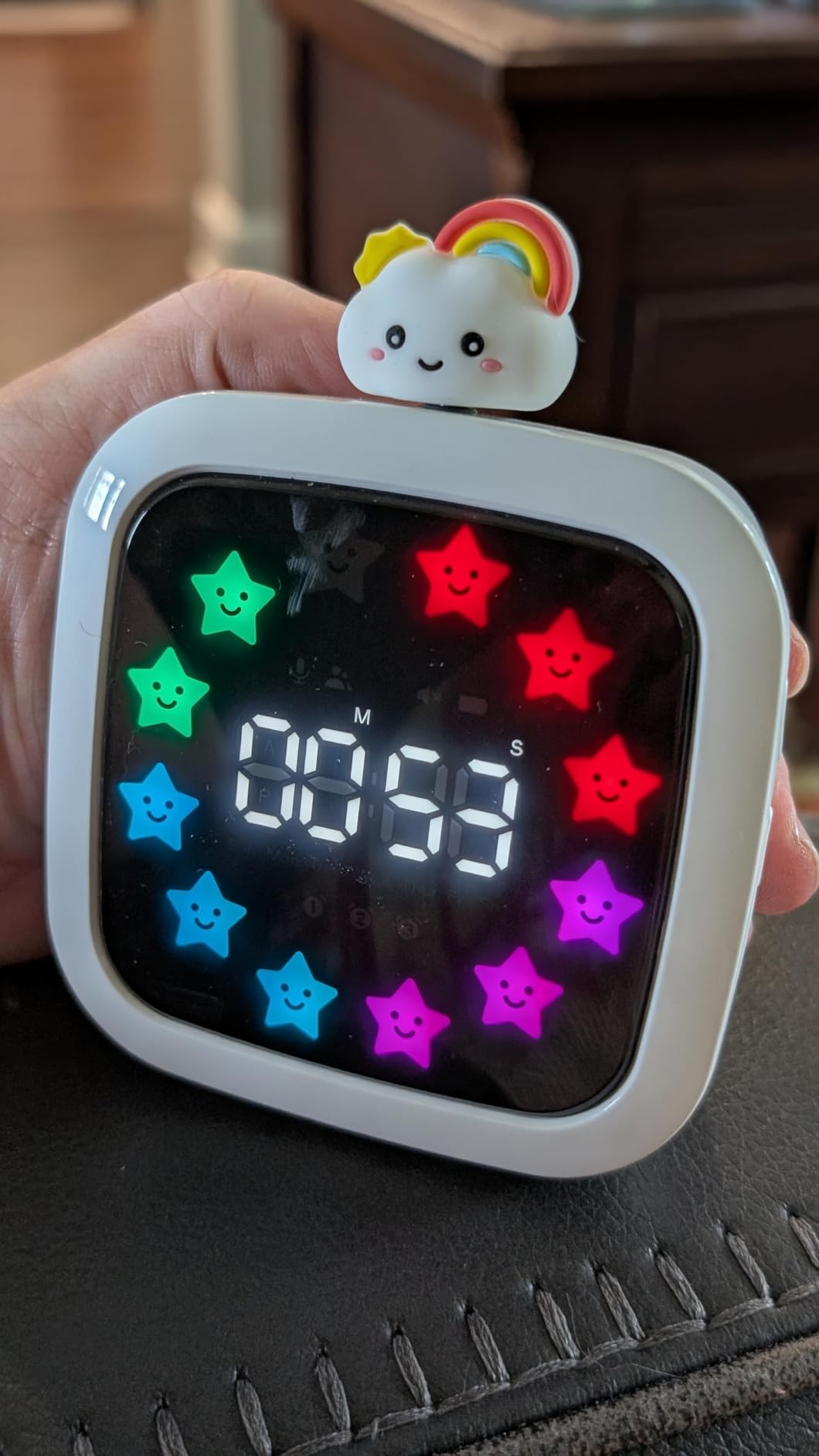 Digital Visual Timer for Kids, 99-Minute Countdown, Rechargeable | 19 Music Alarm, Pause Function, 9 Optional DIY Color Star Display, Rainbow Doll, for Study, Homeschool, Kitchen customer photo 2
