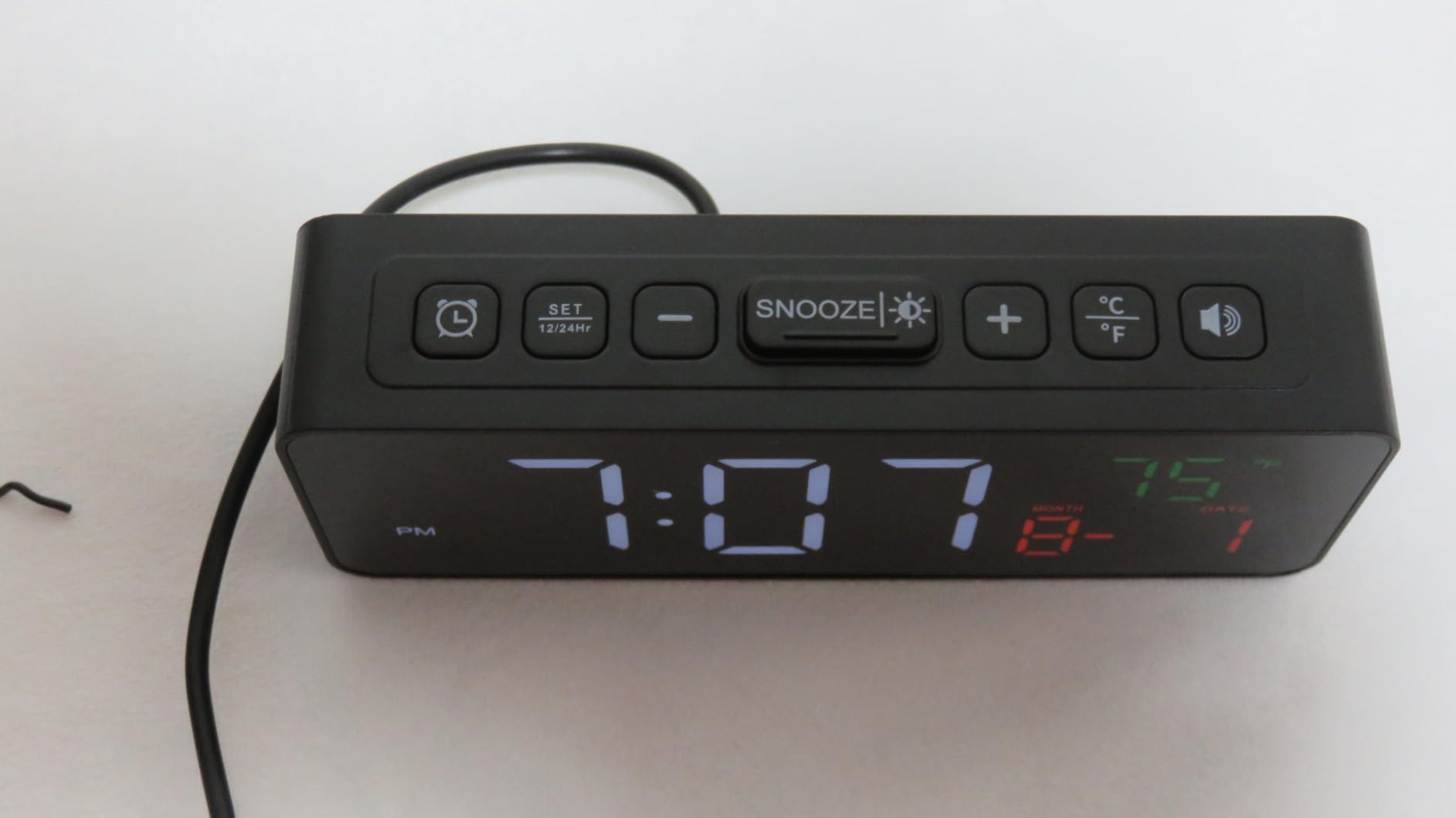 3-in-1 Digital Clocks for Living Room, Small & Compact Alarm Clock, Temperature, Date & Time Display, 4 Brightness, 3 Volumes, Plug-in, for Bedroom, Office customer photo 1