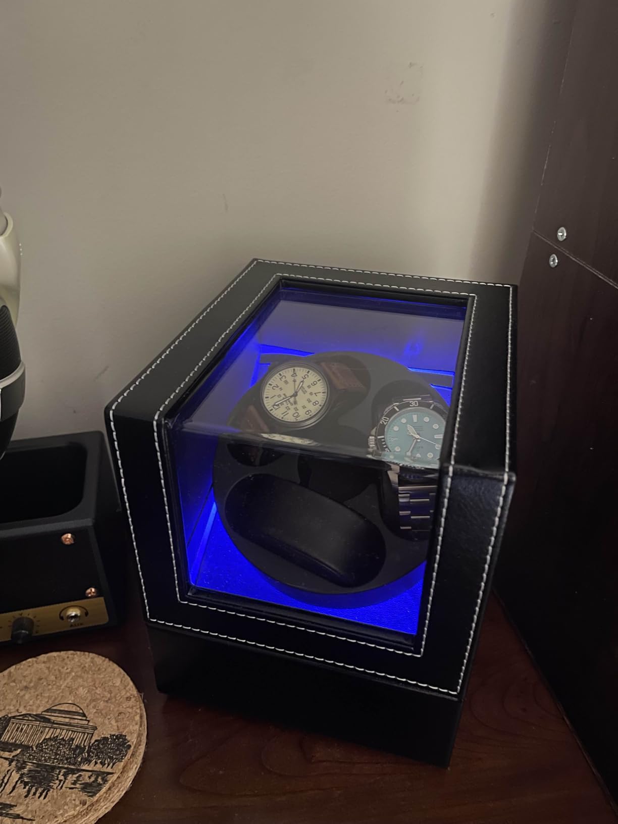 J&T Technology Watch Winder for 3 Automatic Watches,Japanese Quiet Motor | 4 Modes for Accuracy, Open-stop Sensor,LED Light,Anti-magnetic, Adjustable Pillows,USB-C Power ,Gift for Watch Collectors customer photo 2