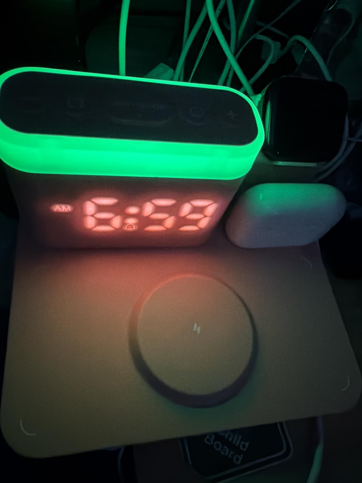 ANJANK 5 in 1 Wireless Charging Station with Alarm Clock, 7 Night Light & 0-100% Dimmer, Qi Mag-Safe Charger Stand for Apple Devices - for iPhone 17 16 15 14 13 12 Pro Max Plus Air, Apple Watch, Airpods customer photo 1
