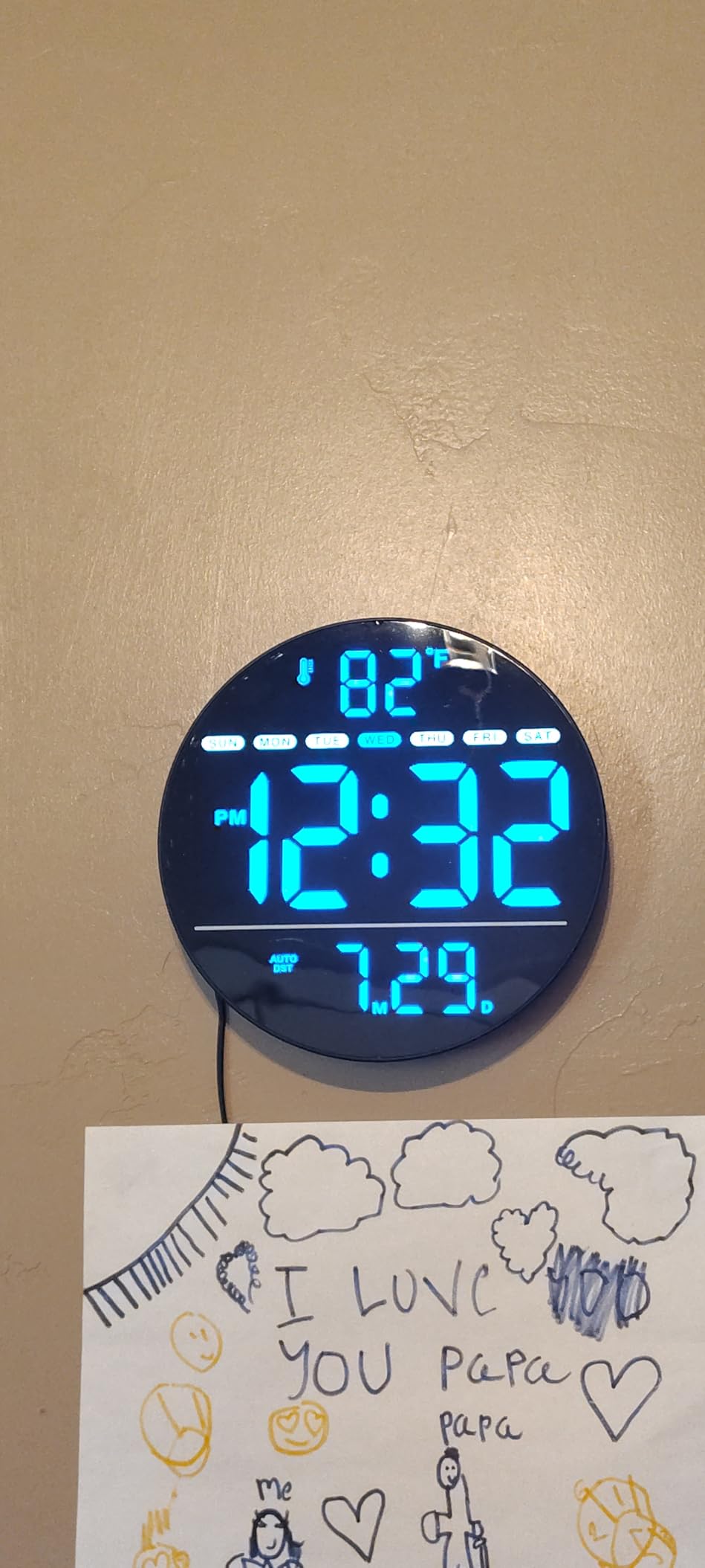 Electric Large Digital Wall Clock with LED Display | PLUG IN clock with Temperature, Auto DST, Date and Day, 5-Level Brightness for Office, Bedroom, Classroom, Living Room customer photo 1