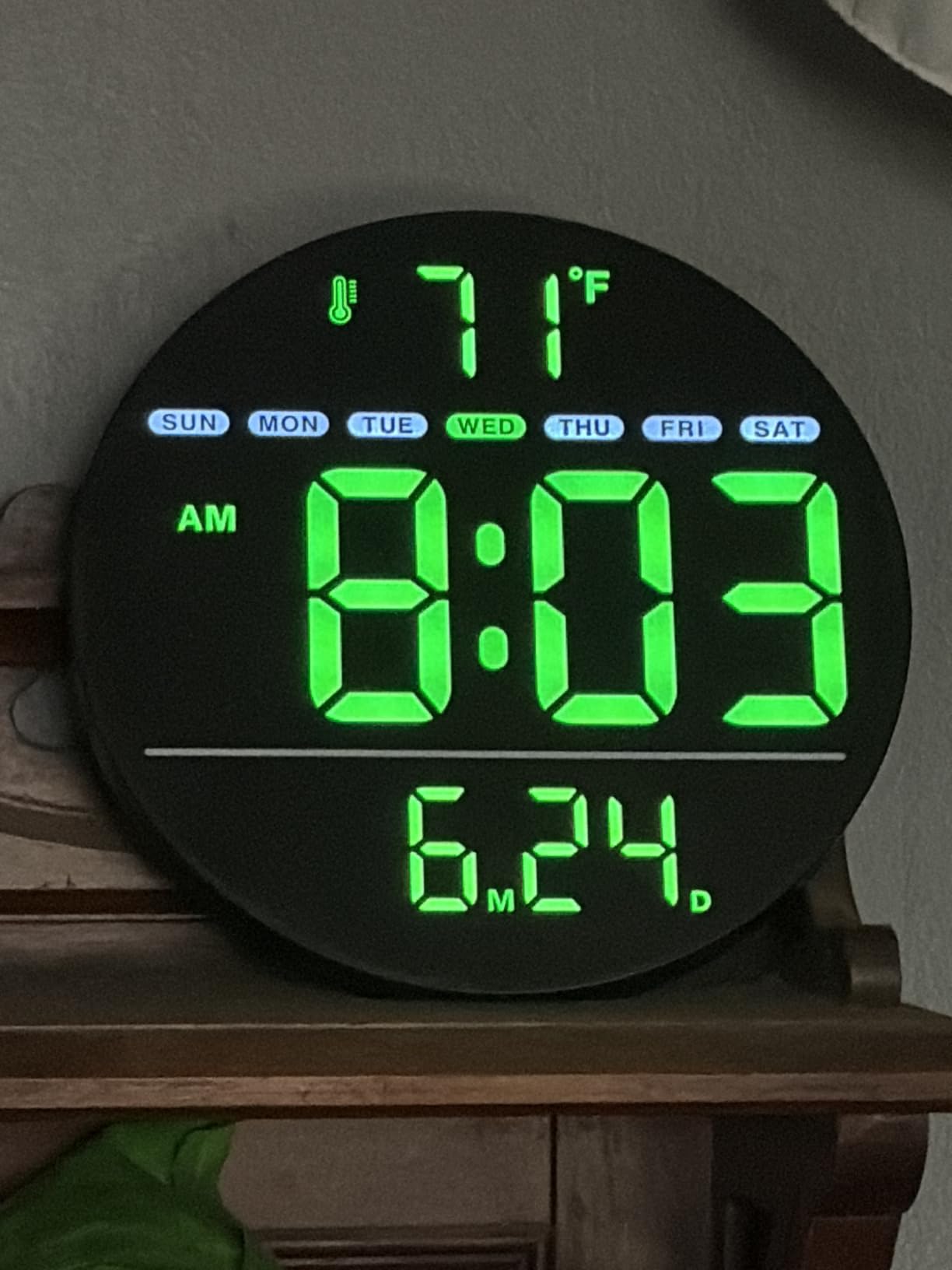 Electric Large Digital Wall Clock with LED Display | PLUG IN clock with Temperature, Auto DST, Date and Day, 5-Level Brightness for Office, Bedroom, Classroom, Living Room customer photo 2