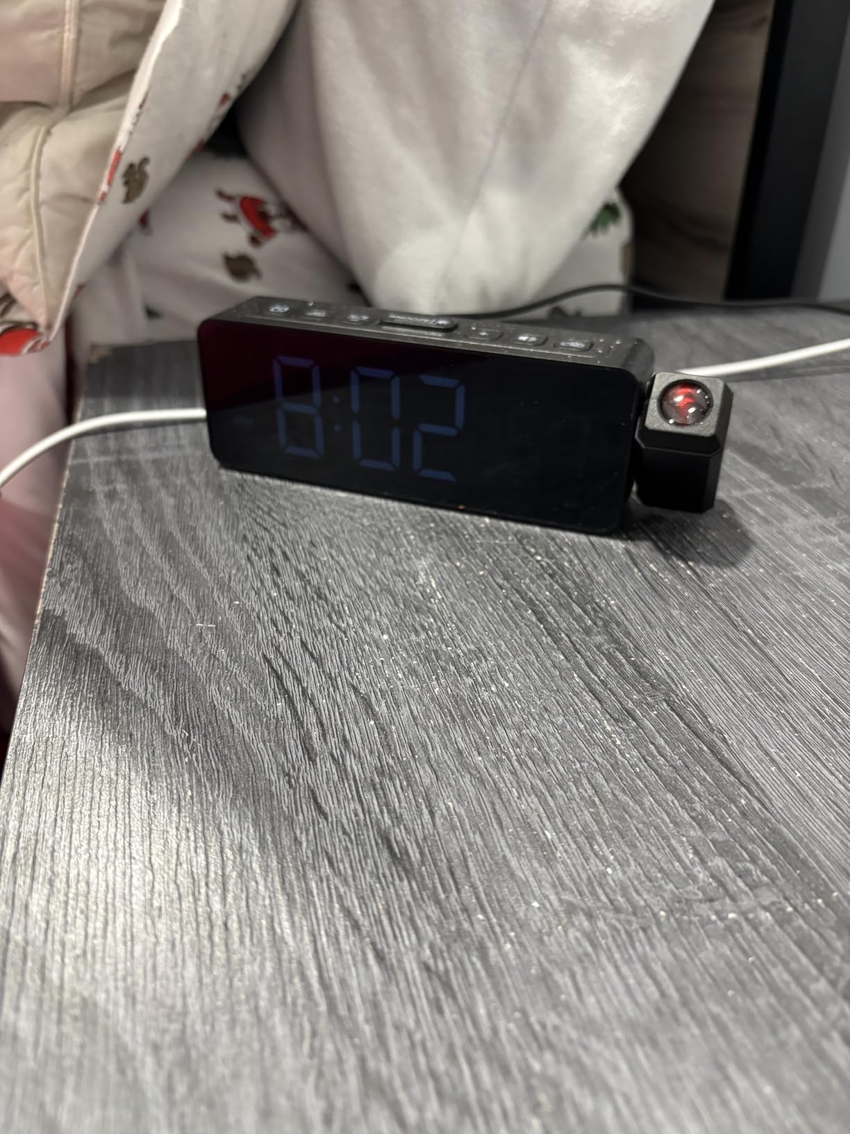 Projection Alarm Clock for Bedroom Ceiling, Small Compact Plug-in Digital Clocks with 180° Rotatable Projector, Temperature 4 Levels Birghtness, 3 Volumes and Snooze (Black) customer photo 2