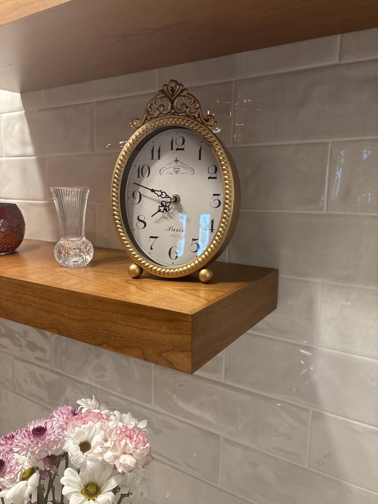 Abdurey Vintage Table Clock on Stand, Antique Gold French Rustic Style | Desk and Shelf Mantel Decorative Clocks, for Living Room, Farmhouse, Bedroom, Bedside, Gift Clocks customer photo 1