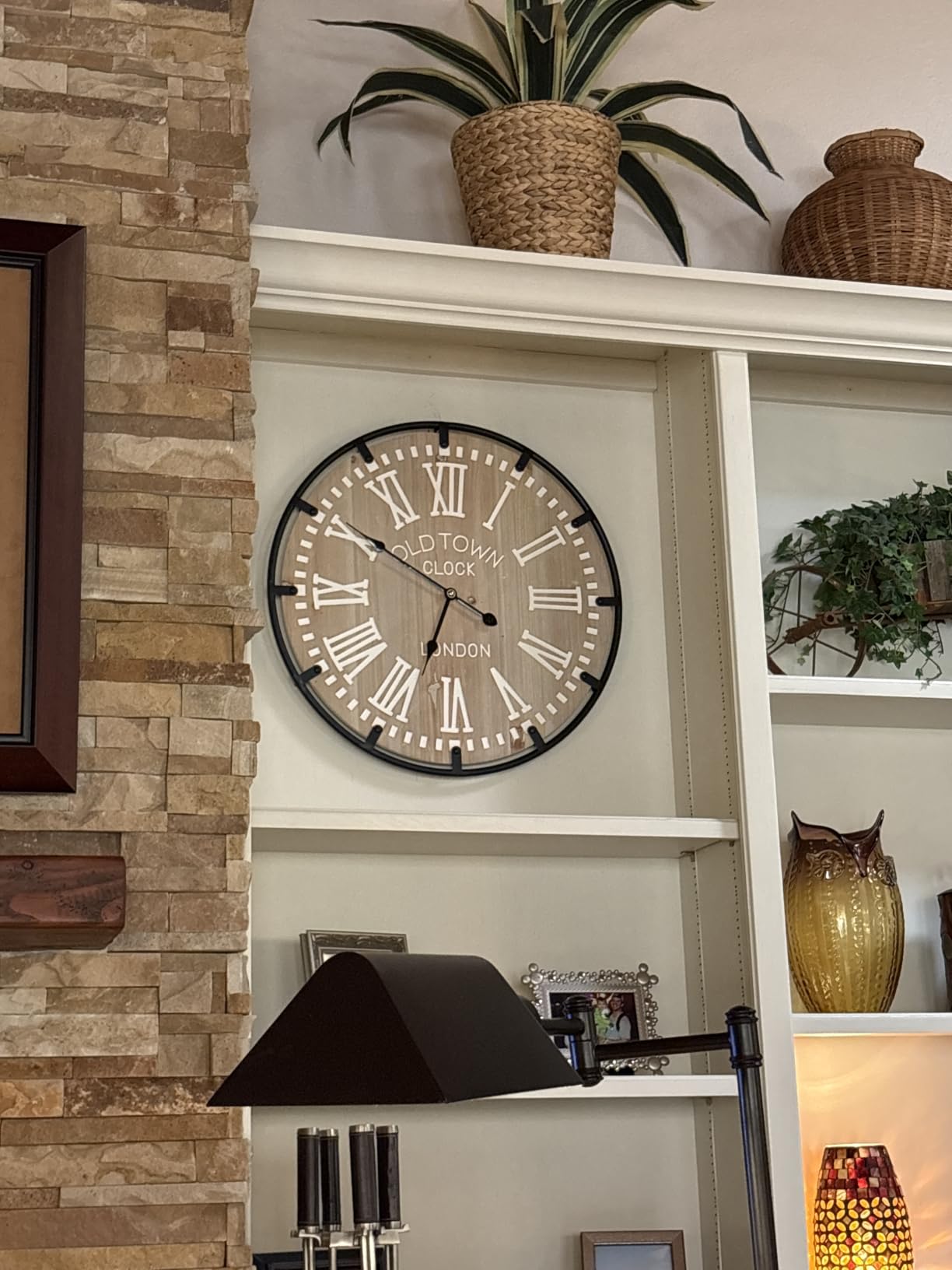 Vantic Farmhouse 24 Inch Extra Large Decorative Wall Clock with Metal Circle, Oversized Wood Wall Clock with Large Roman Numeral for Living Room, Bedrooms and Offices, Silent and Battery Operated customer photo 1