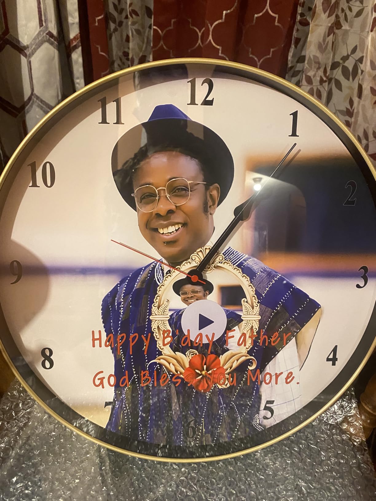 Personalized Custom Wall Clock, Round, Black/Gold/White Border | 8-16 Inch, Home Office Decor, Picture Photo Logo Text Image Clock, Non-Ticking, Battery-Powered, Birthday, Anniversary, Gift customer photo 1