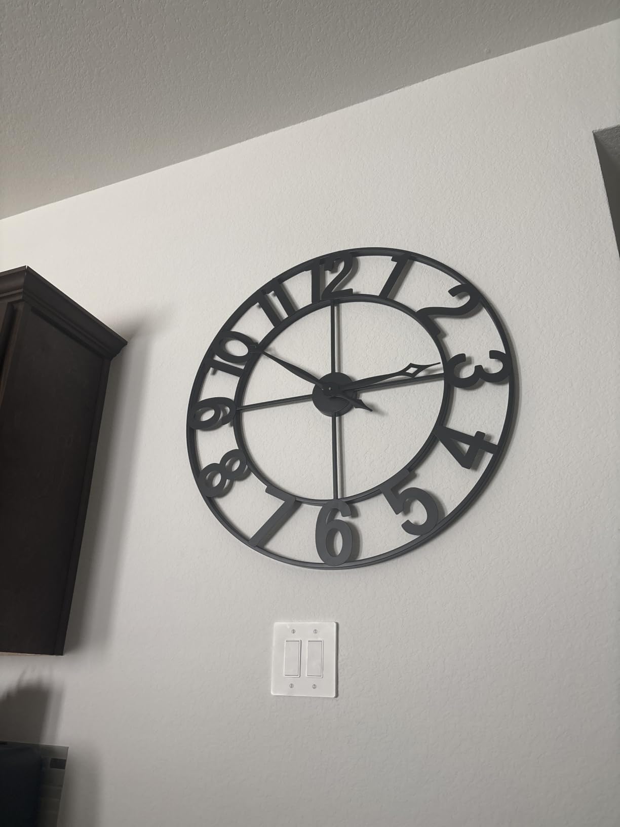 Silent 24 Inch Wall Clocks for Living Room Decor, Arabic Numeral | Non Ticking, Matt Black, Thicker Metal Wall Clock for Dinning Room, Entryway, Home Office & Fireplace Decor customer photo 1