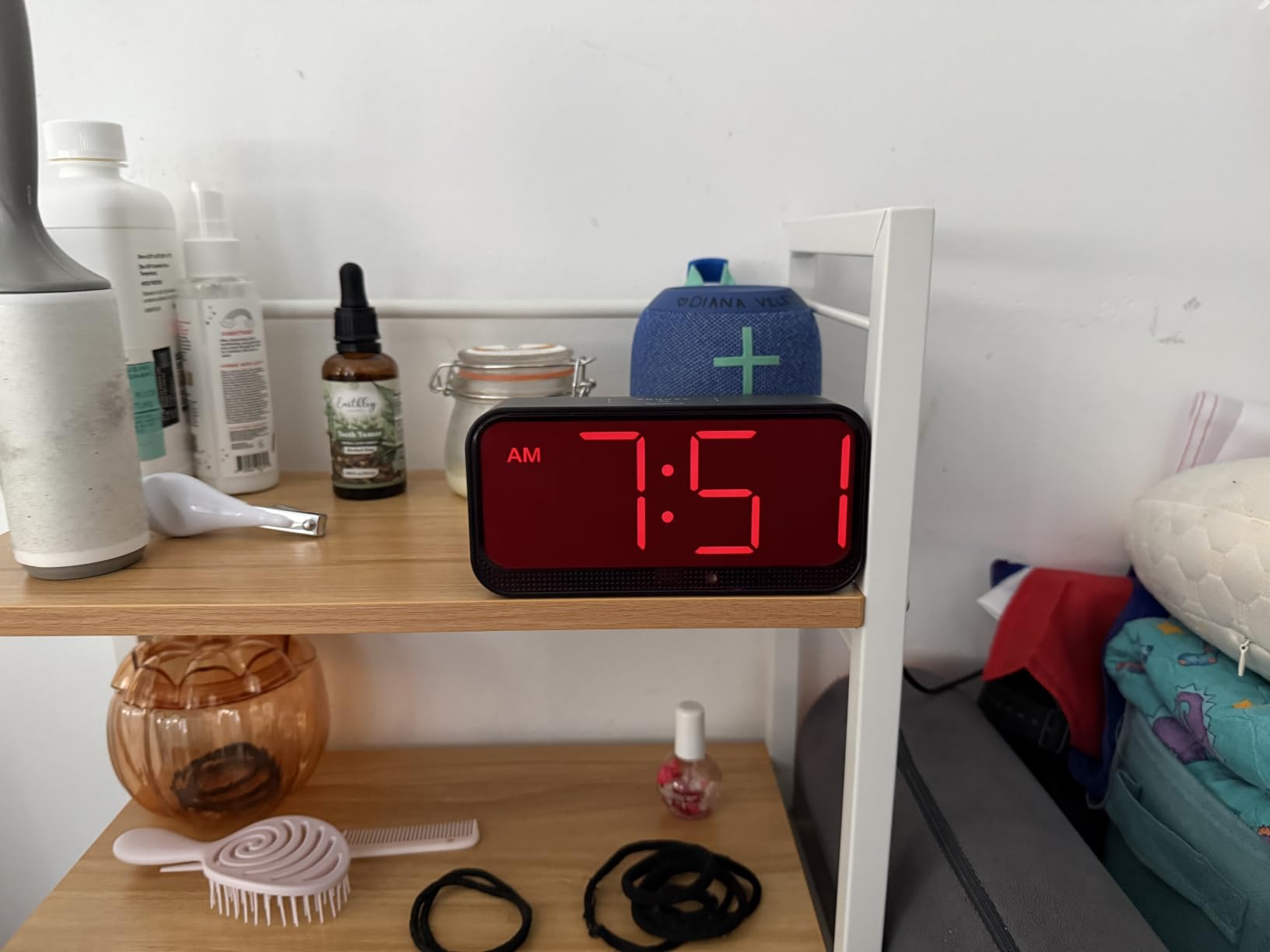 Battery Operated Alarm Clock for Bedroom Travel with Large Numbers | Easy to Read Cordless Compact Digital Clock with Auto Dimming - 4 Dimmers Easy to Use for Adults Seniors (White Digits) customer photo 2