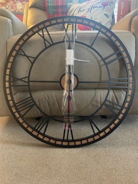 Micasso Large Wall Clock Decorative: 24 inch Farmhouse Battery Operated | Black Metal with Rustic Wood Frame - Roman Numeral Decorative Wall Clocks for Living Room/Entryway/Kitchen customer photo 1