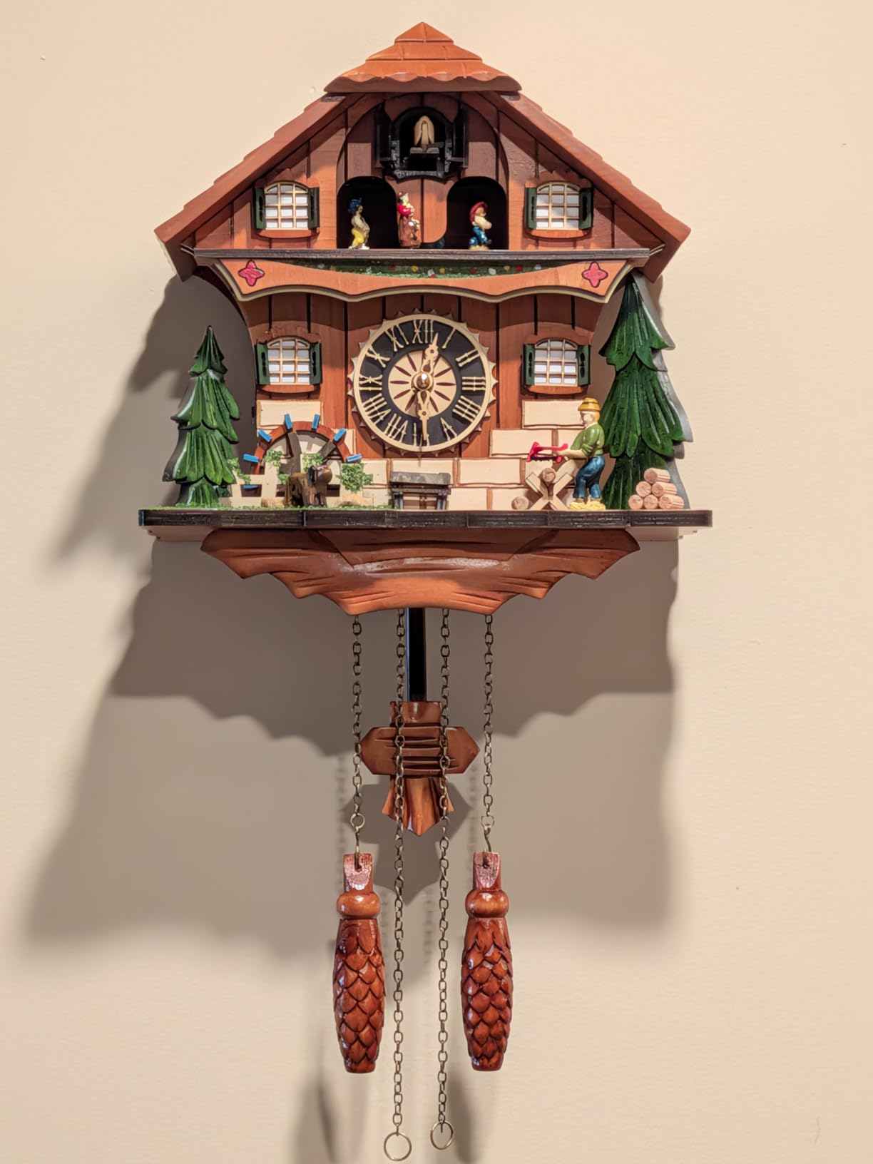 Musical Cuckoo Clock with Rotating Dancer Stage - 12 Melodies, Volume Control & Night Mode, Germany Style Black Forest Wall Clock customer photo 2
