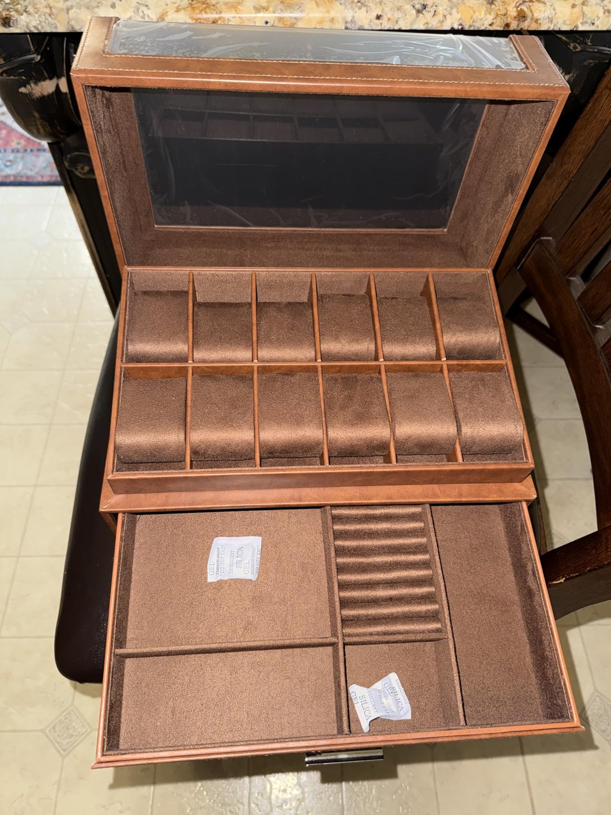ProCase Watch Box for Men, 12 Slots Watch Display Holder -Brown | Clear Acrylic Top, Large Capacity PU Leather Case with Drawer Organizer, Jewelry Storage, Ideal Gift for Men Women customer photo 1
