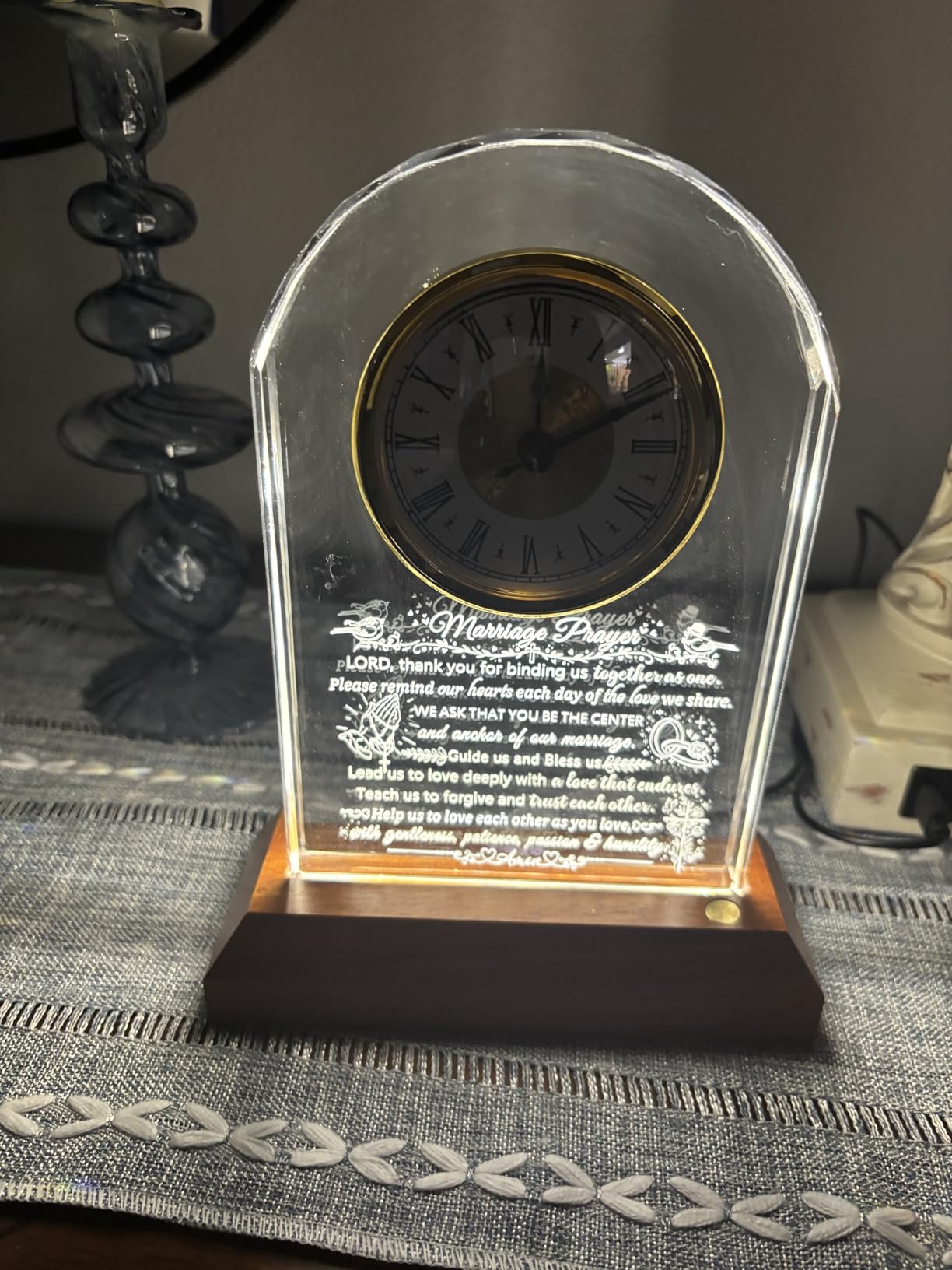 Ornalrist Retirement Gifts for Men Women Crystal Clock Farewell Keepsake | Glass Retirement Clock with Wooden Light Base, Going Away Presents for Retired Coworker Teacher Boss Leader Nurse, Home Decor customer photo 1