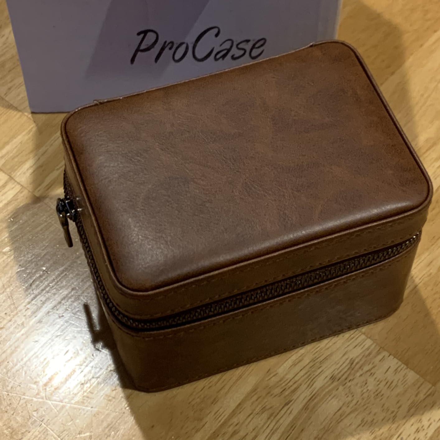 ProCase 2-Slot Watch Travel Case for Men, Portable Watch Holder - Brown | PU Leather, Compact Small Travel Carrying Box, Storage Case for Luxury Watches & Smartwatches with Jewelry Compartment customer photo 1