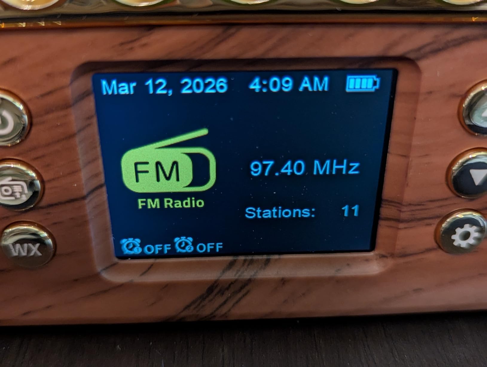 Vintage FM Radio with NOAA Weather Alert, Bluetooth Clock Radio | Rechargeable Tabletop Design for Bedroom and Home, 2
