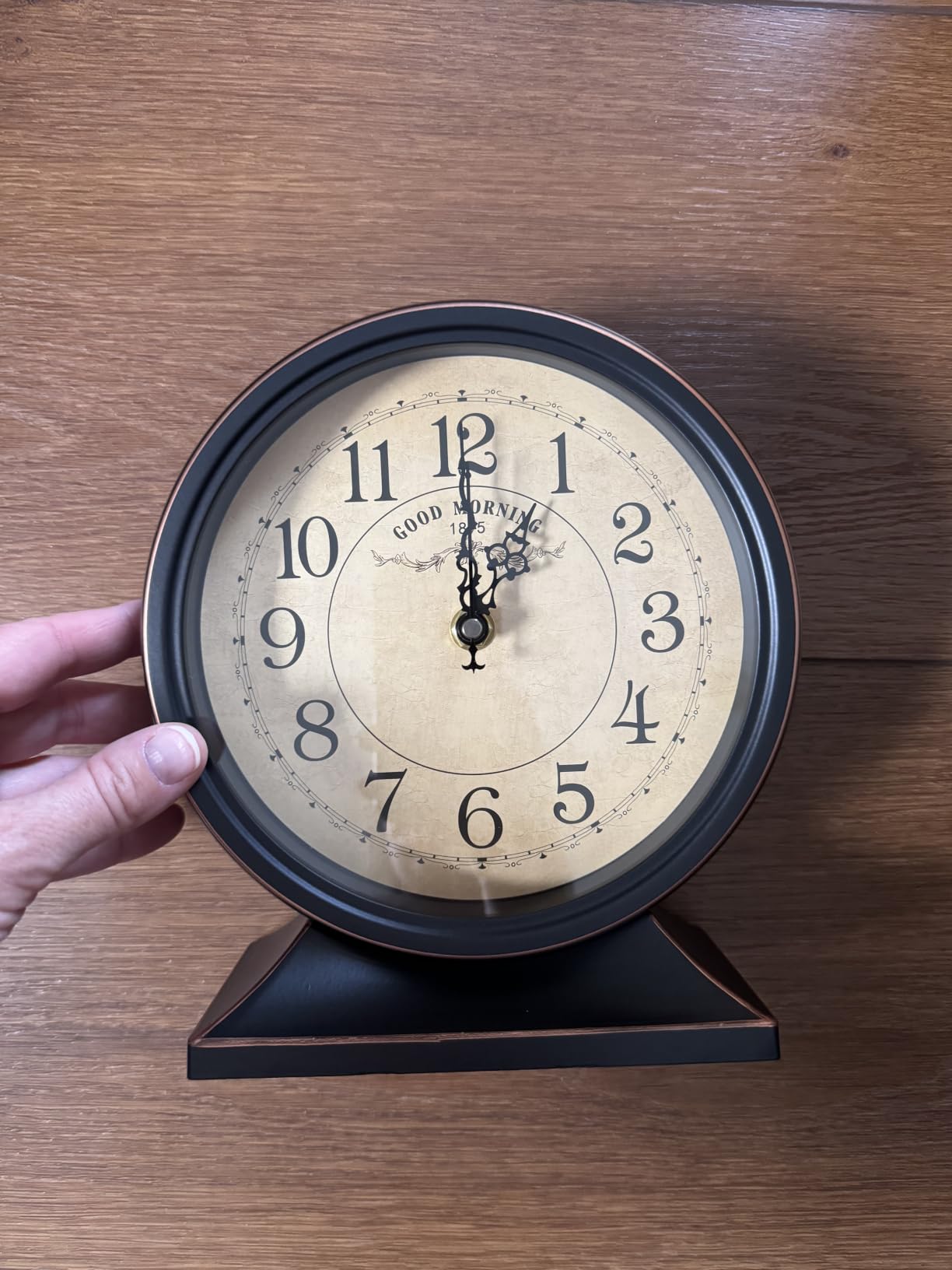 7-Inch Vintage Full Metal Table Clock for Living Room, Antique Mantel Clock with Silent Movement, Large Fireplace Mantel Clock for Shelf, Desk and Entryway Decor customer photo 2