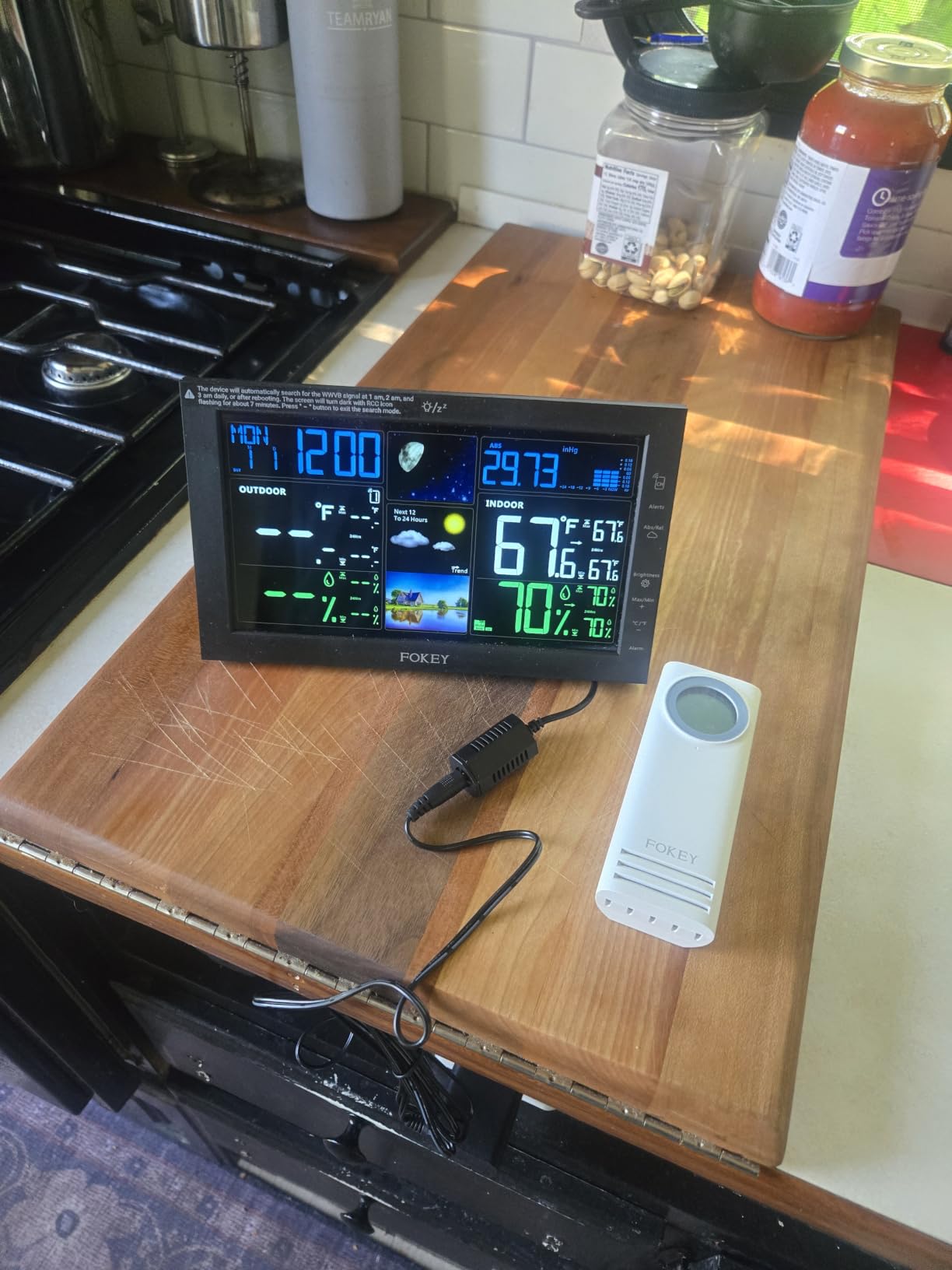Weather Station Wireless Indoor Outdoor with Atomic Clock 7Time Zones | Full-Color Display with 330° Wide View, Barometer, Inside Outside Thermometers, Moon Phase Home Monitor, DeepBlack with 1 Sensor customer photo 2