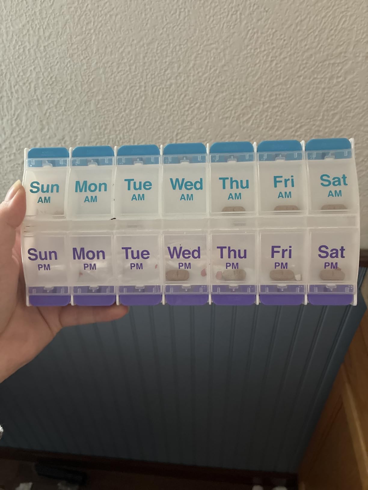 Ezy Dose Weekly (7-Day) AM/PM Pill Organizer, X-Large Case, Blue/Purple customer photo 1