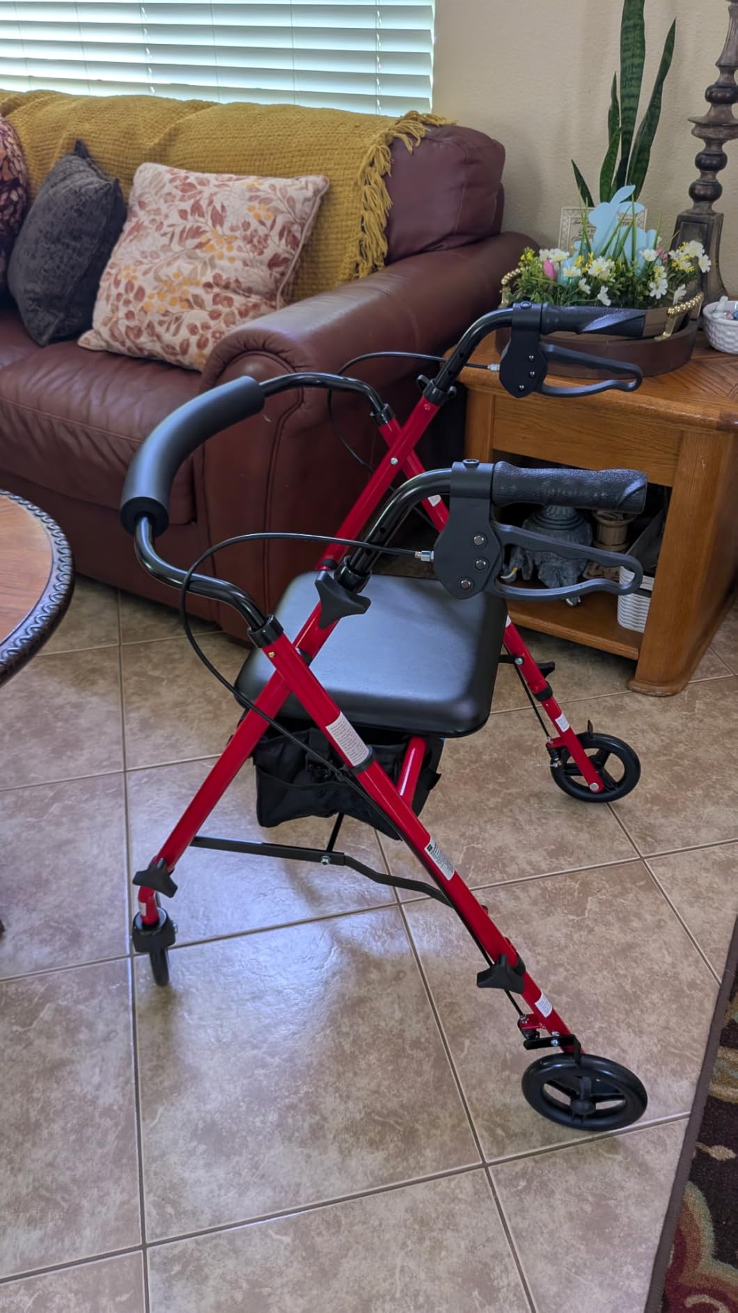 Medline Superlight Folding Aluminum Mobility Rollator Walker, Smoky Blue, 250 lb. Weight Capacity, 6
