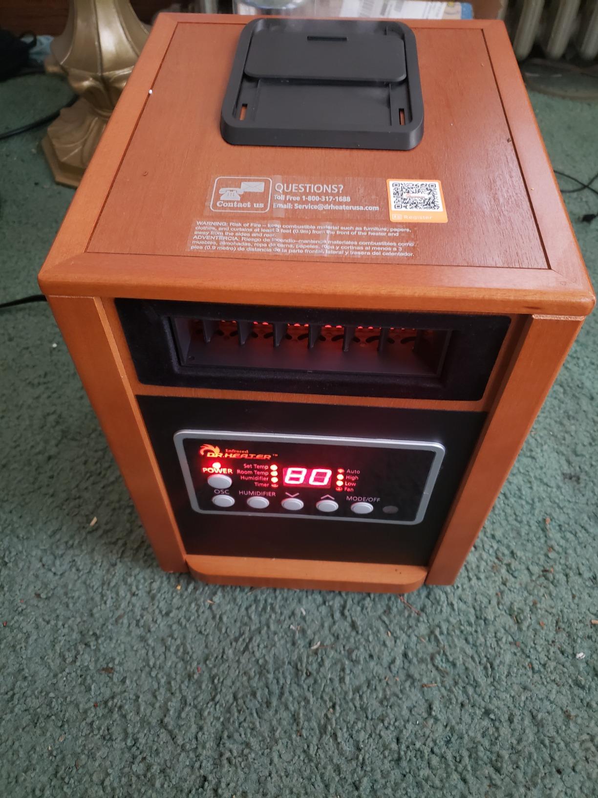 DR. INFRARED HEATER DR-998, 1500W Dual Heating Infrared Space Heater with Humidifier, Oscillation, Remote Control, Thermostat & Safety Protection, Portable with Wheels, Energy Efficient, Cherry customer photo 2
