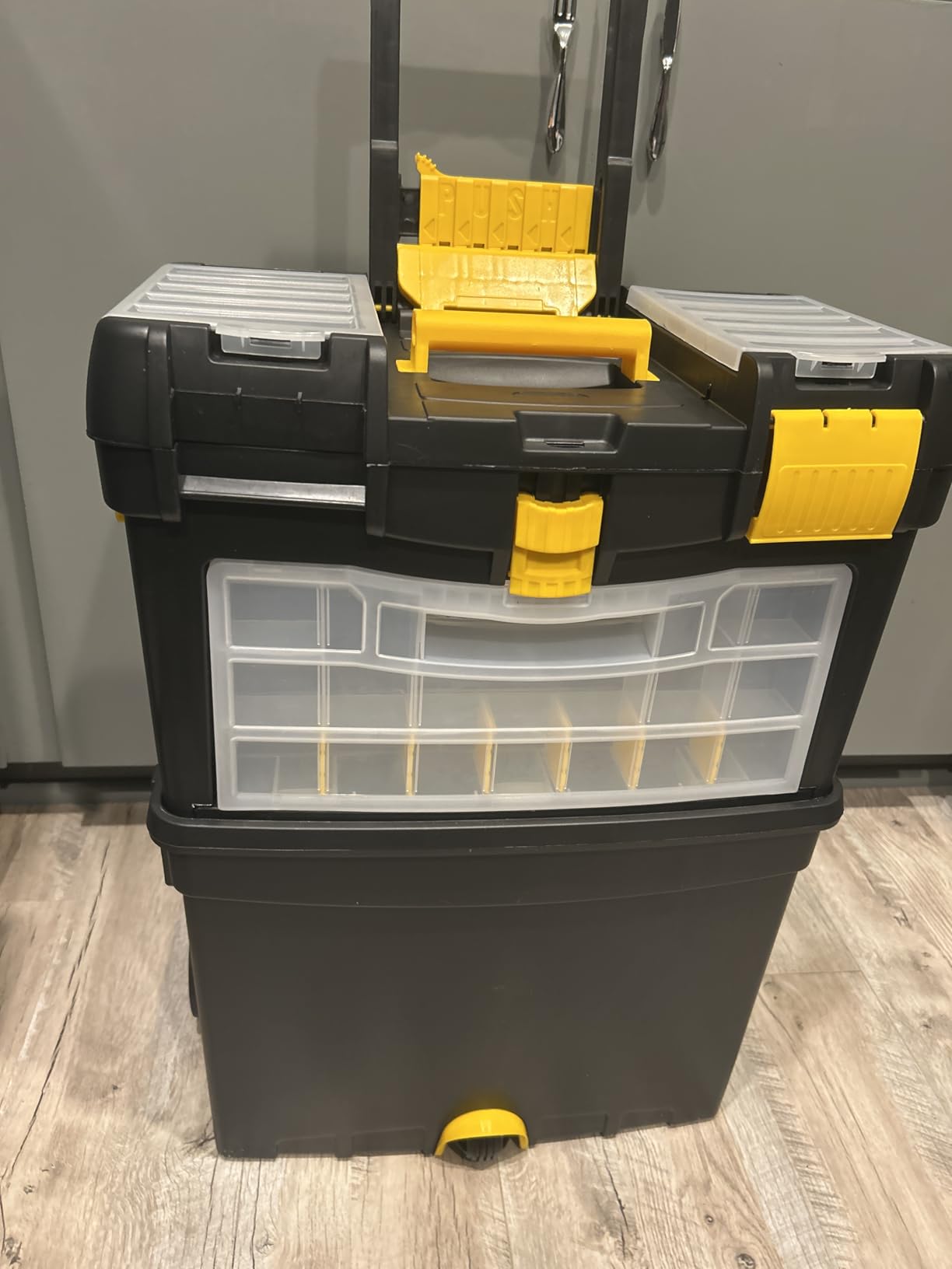 Rolling Tool Box with Wheels, Foldable Comfort Handle, and Removable Top – Toolbox Organizers and Storage by Stalwart customer photo 1