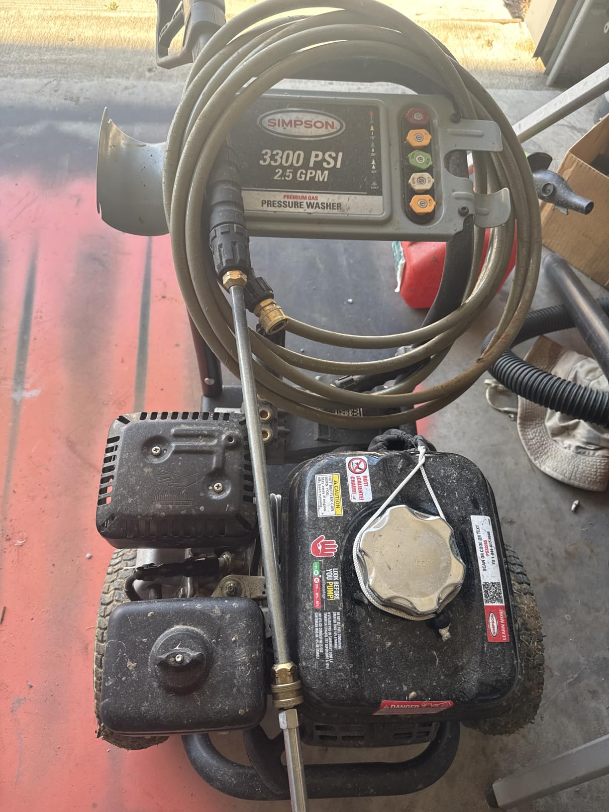 SIMPSON Cleaning PS3228 PowerShot 3300 PSI Gas Pressure Washer, 2.5 GPM, Honda GX200 Engine, Includes Spray Gun and Extension Wand, 5 QC Nozzle Tips, 5/16-inch x 25-foot MorFlex Hose, 49-State customer photo 2
