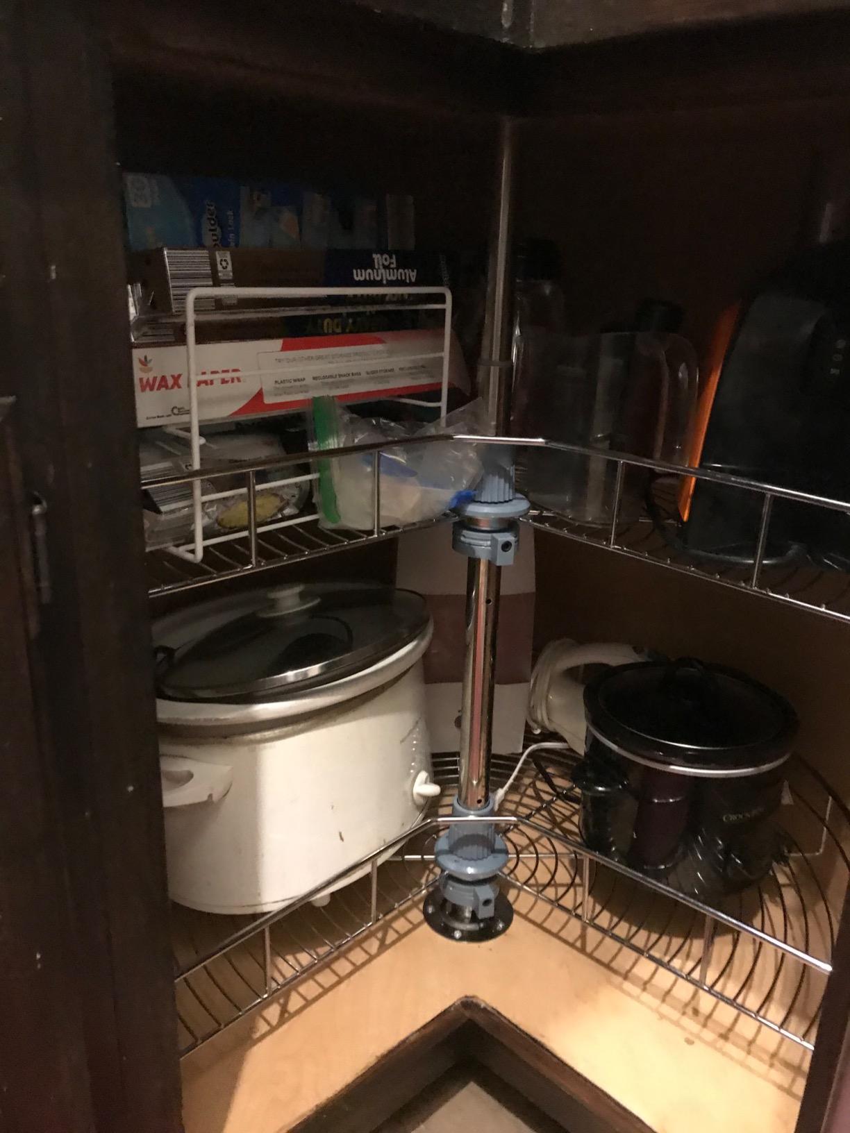 Dowell Base Cabinet Kidney Shape Dia.28 270° Lazy Susan, 2 Shelves, Kitchen Base Corner Cabinet Organizer (Chrome 4001 270 28) customer photo 1