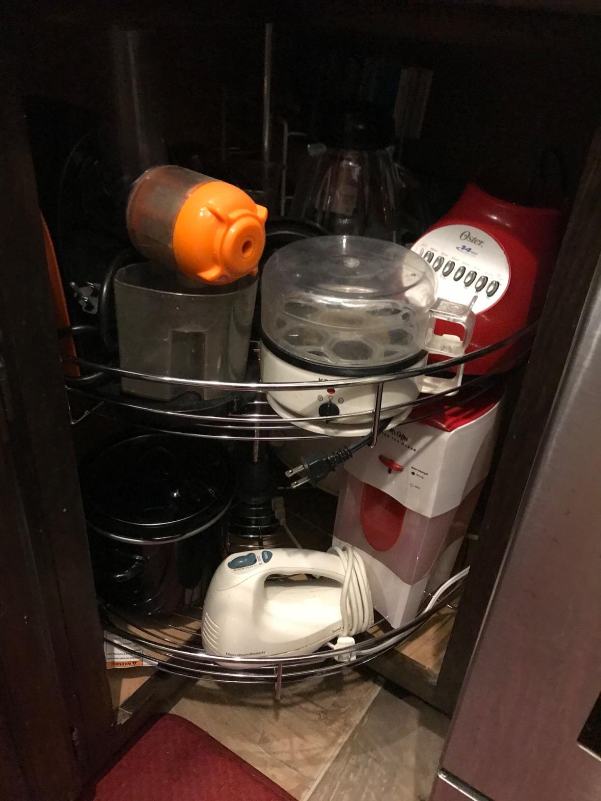 Dowell Base Cabinet Kidney Shape Dia.28 270° Lazy Susan, 2 Shelves, Kitchen Base Corner Cabinet Organizer (Chrome 4001 270 28) customer photo 2