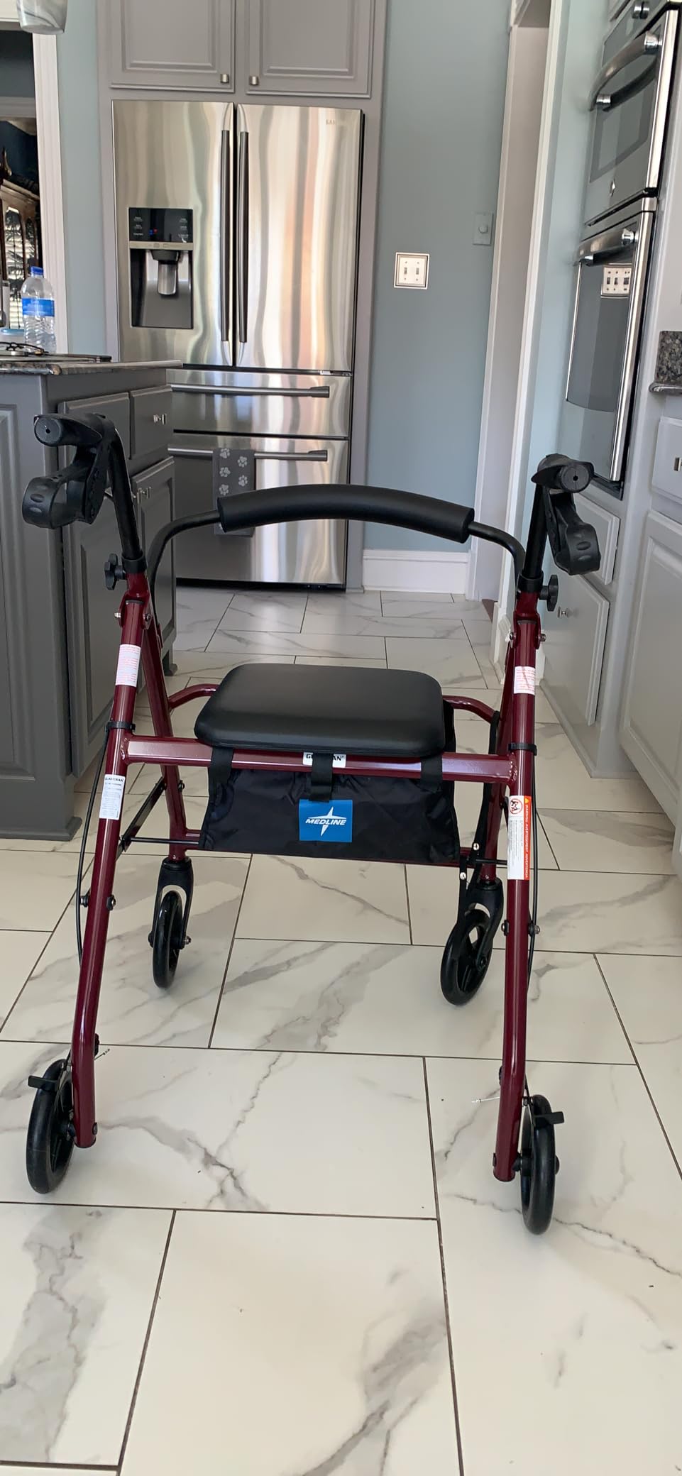 Medline Aluminum Rollator Walker with Seat, Purple, 250 lb. Weight Capacity, Lightweight, 6” Wheels, Foldable, Adjustable Handles, Rolling Walker for Seniors customer photo 1