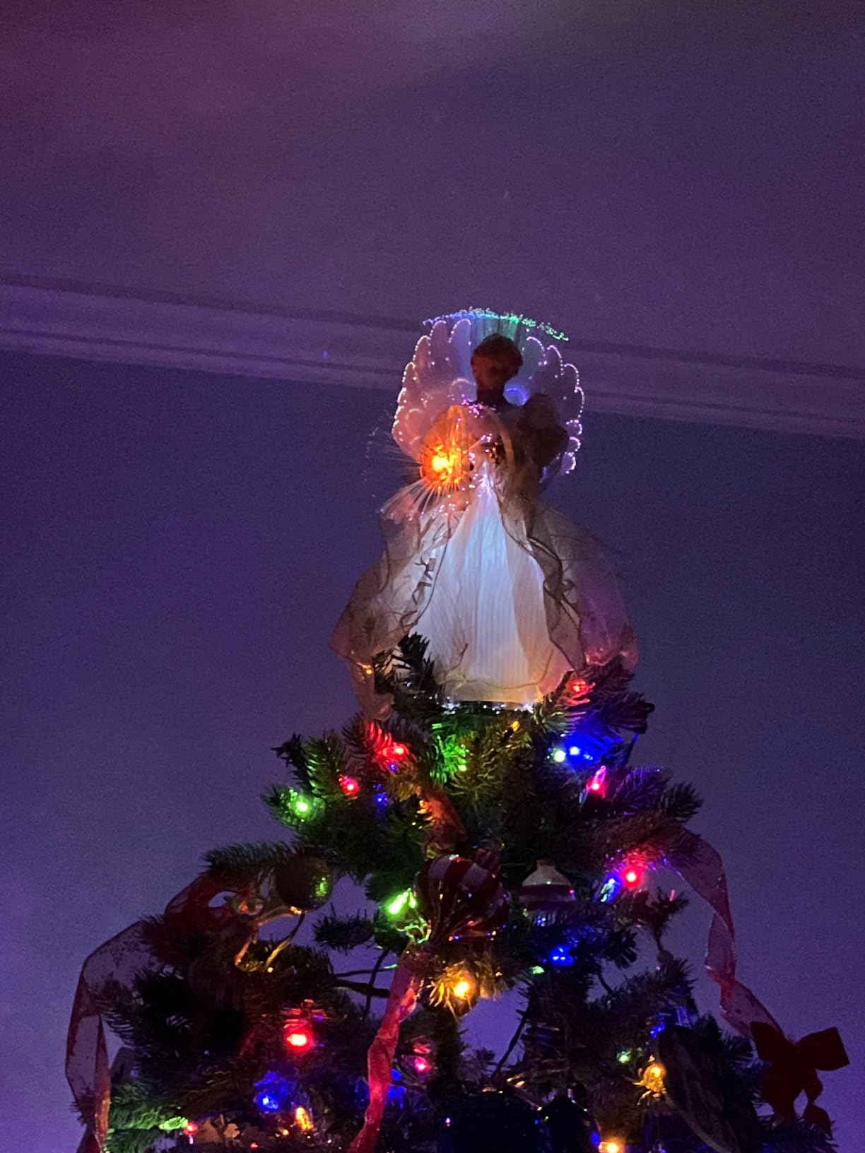 Kurt S. Adler CUL Fiber Optic LED Angel Christmas Treetop Figurine, 12-Inch, Ivory and Gold customer photo 1