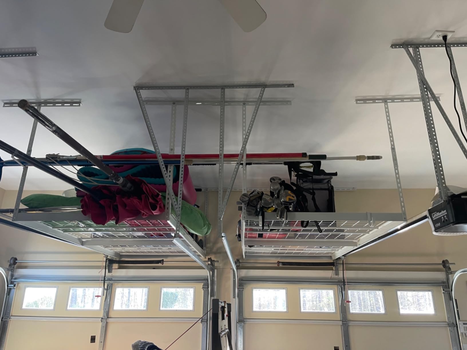 SafeRacks White 4x8 Overhead Storage Rack w/ 5-pc Hook Pack (24”-45