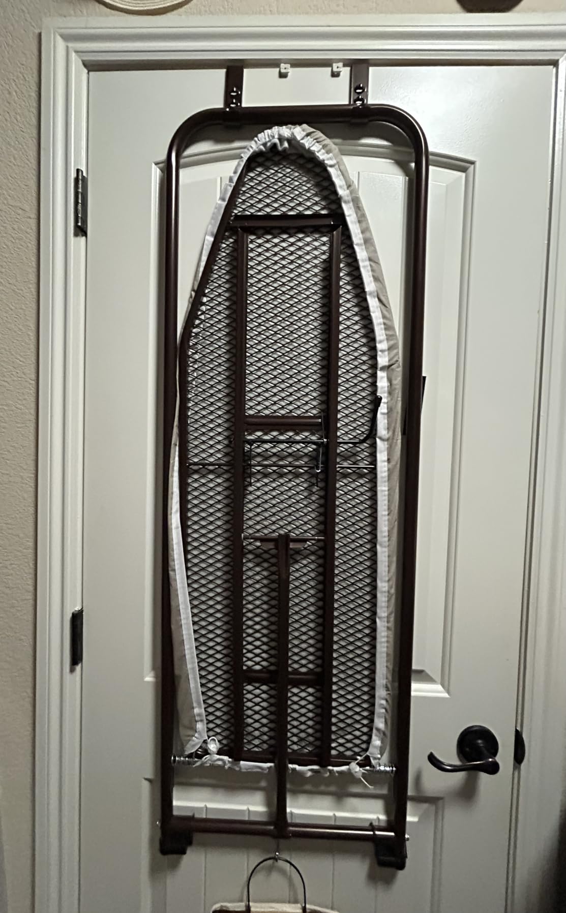 Household Essentials 144222 Over The Door Small Ironing Board with Iron Holder, Natural Cotton Cover Silver customer photo 1