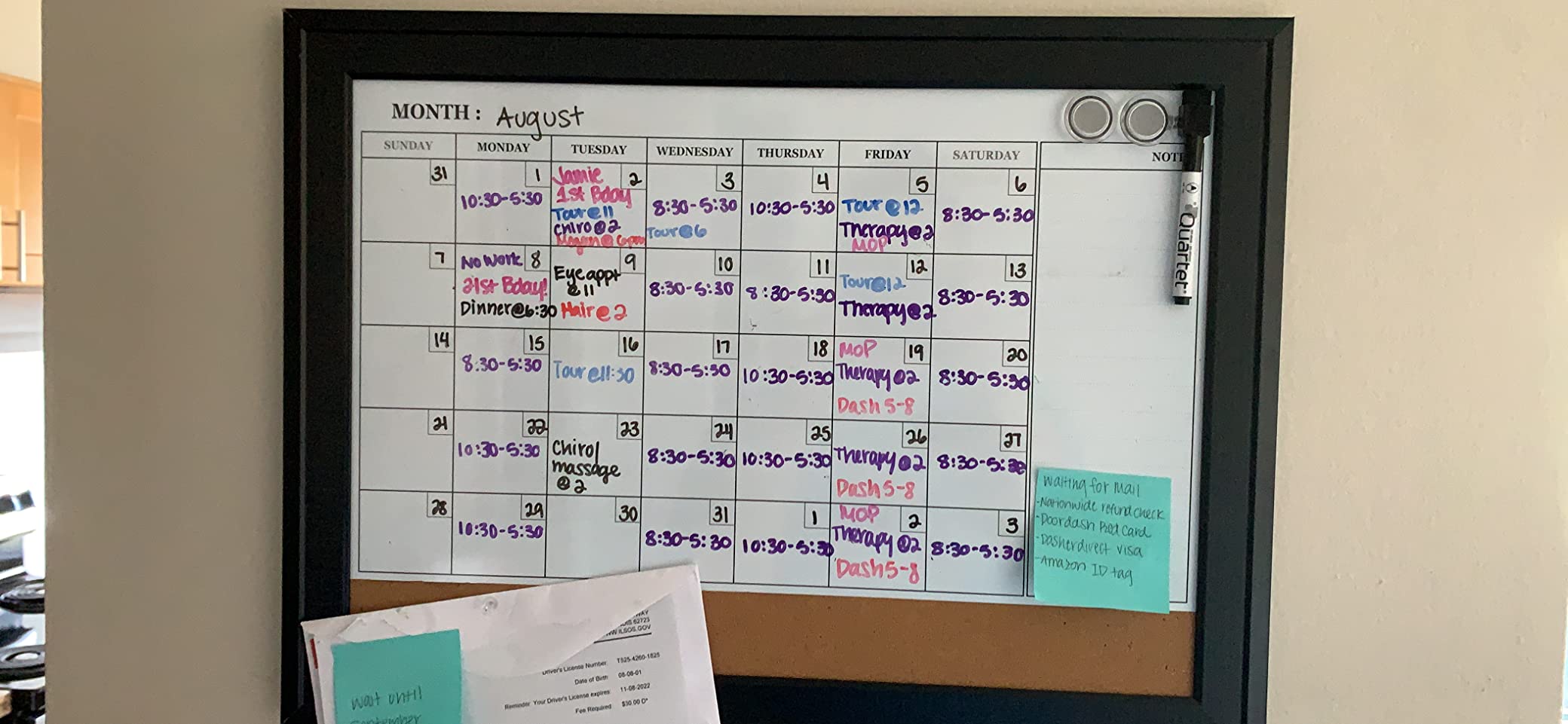 Quartet Combination Magnetic Whiteboard Calendar & Corkboard, 17