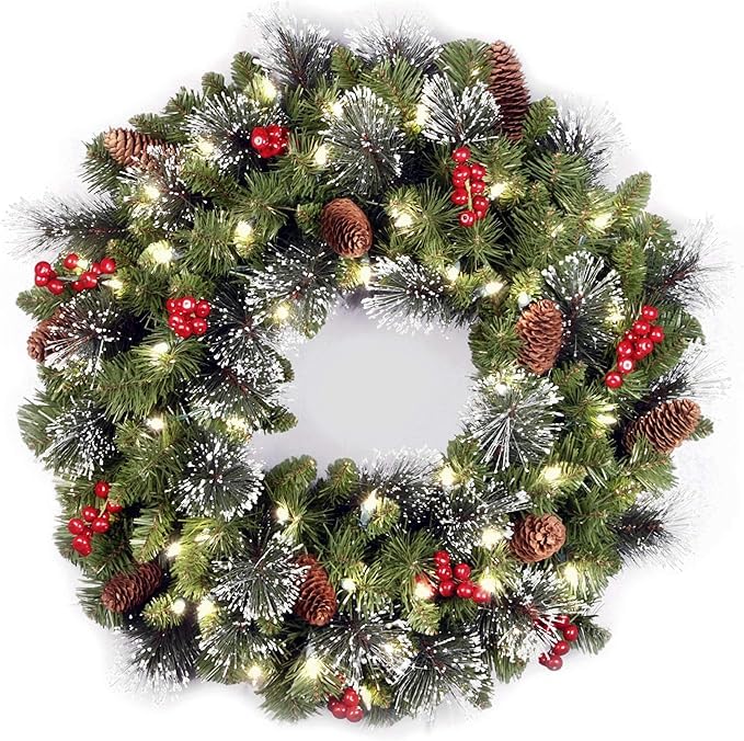 National Tree Company 24in Pre-Lit Crestwood Spruce Christmas Wreath customer photo 1